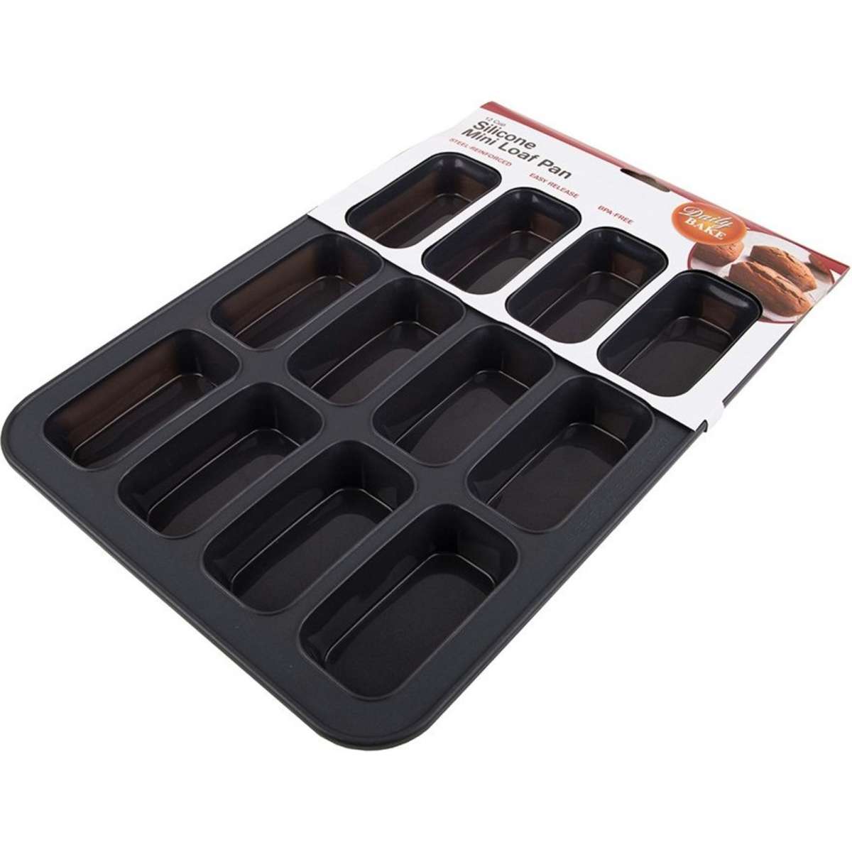 D.Line Daily Bake Silicone Mini Loaf Pan Charcoal 12 Cup Woolworths