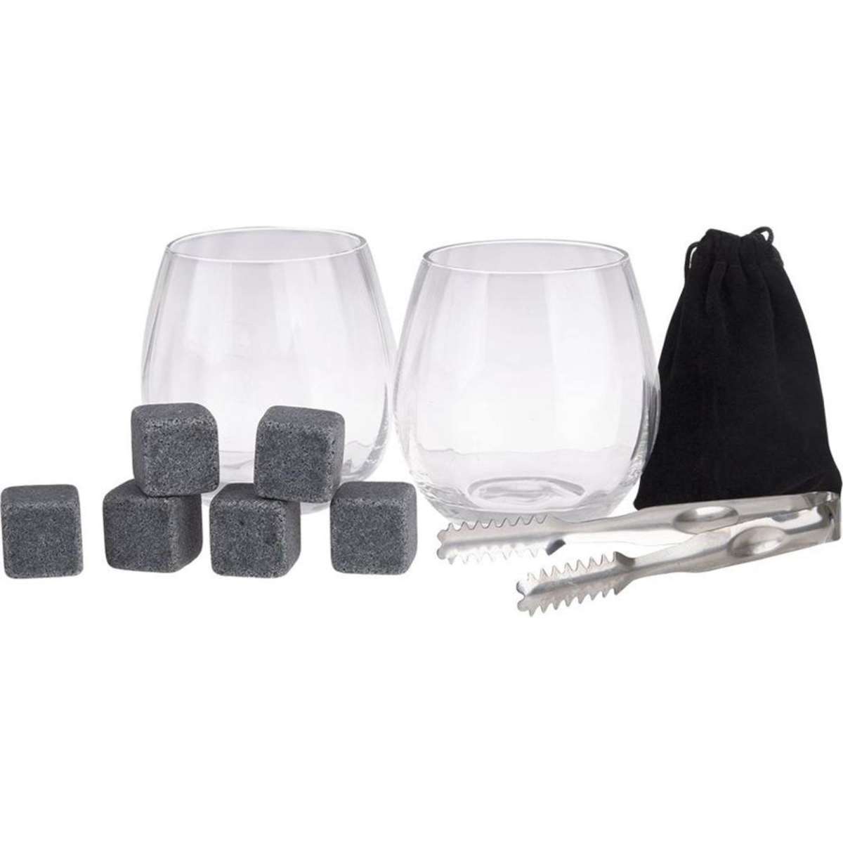 Bartender Gin Glasses/Stones/Storage Bag/Tongs Set 10pc Woolworths