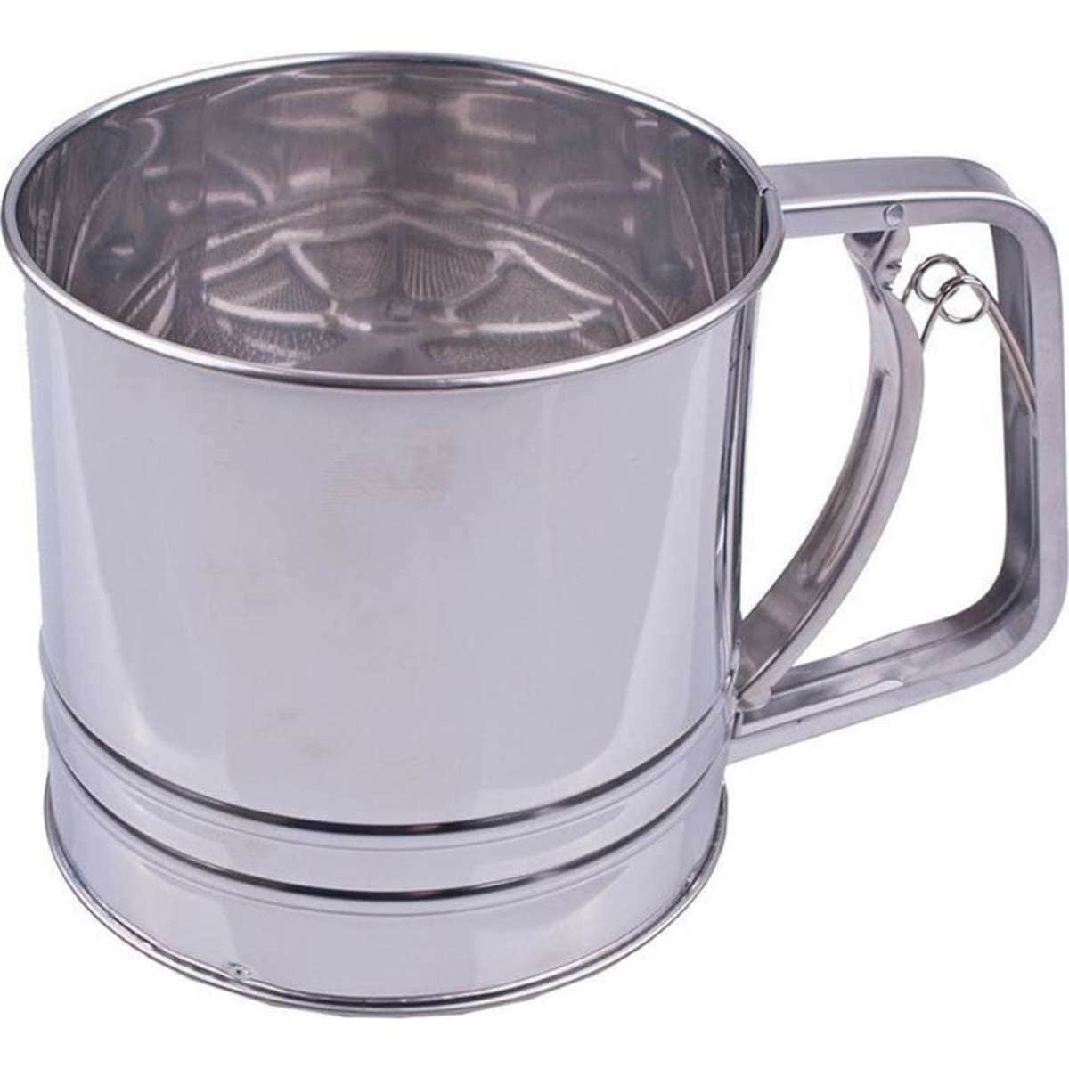 Appetito 5 Cup Stainless Steel Squeeze Flour Sifter Silver Woolworths