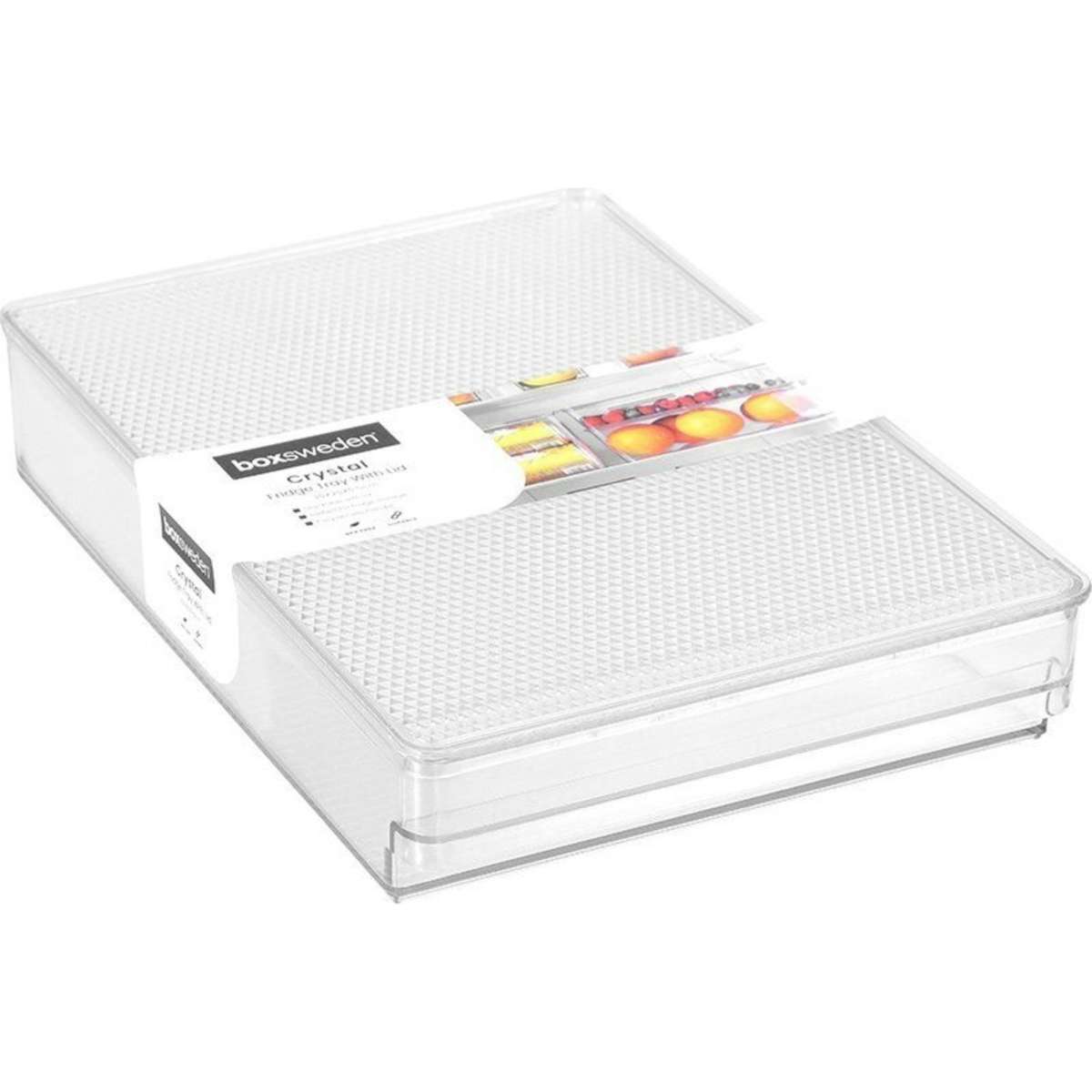 Boxsweden Crystal Fridge Tray w/ Lid Clear 30x20cm Woolworths
