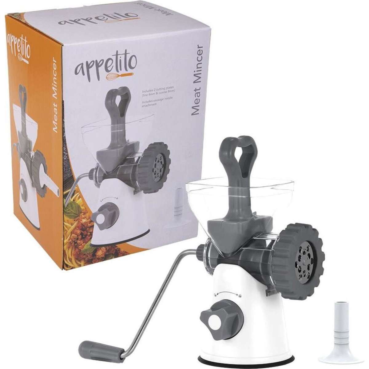 Appetito Manual Meat Mincer/Chopper w/ 2x Cutting Plates Woolworths