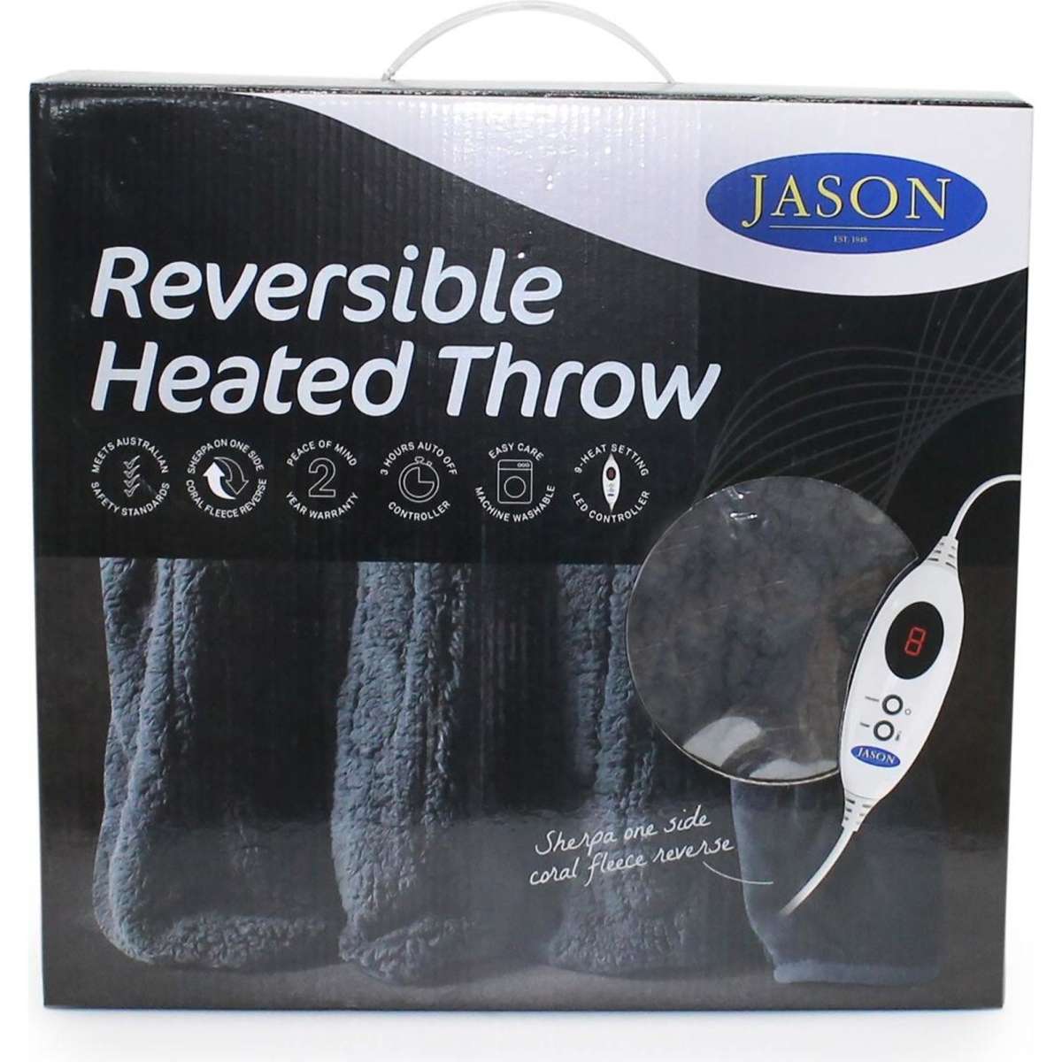 Jason Reversible Heated Throw Iron Woolworths