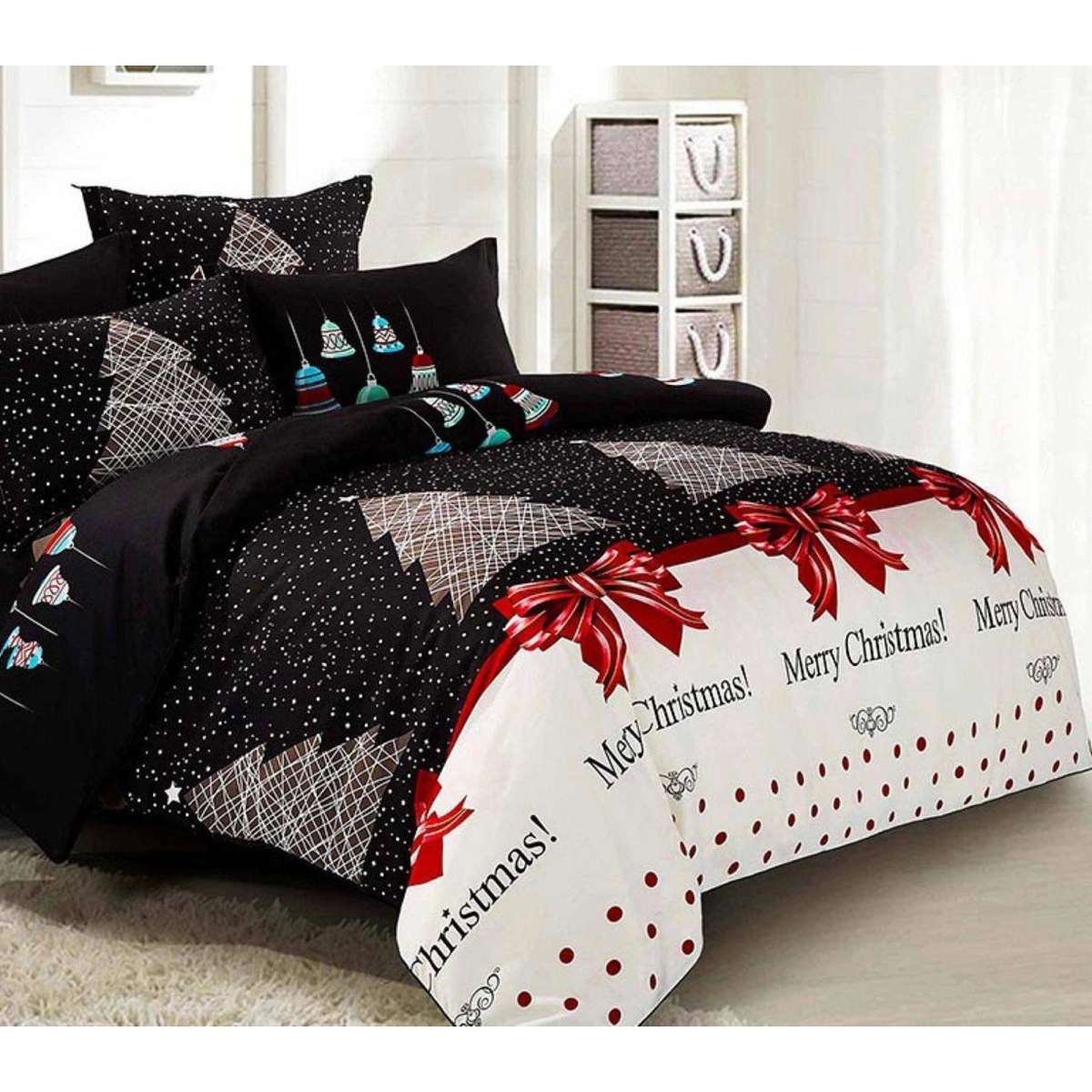 Fabric Fantastic Merry King Size Christmas Quilt/Doona/Duvet Cover Set