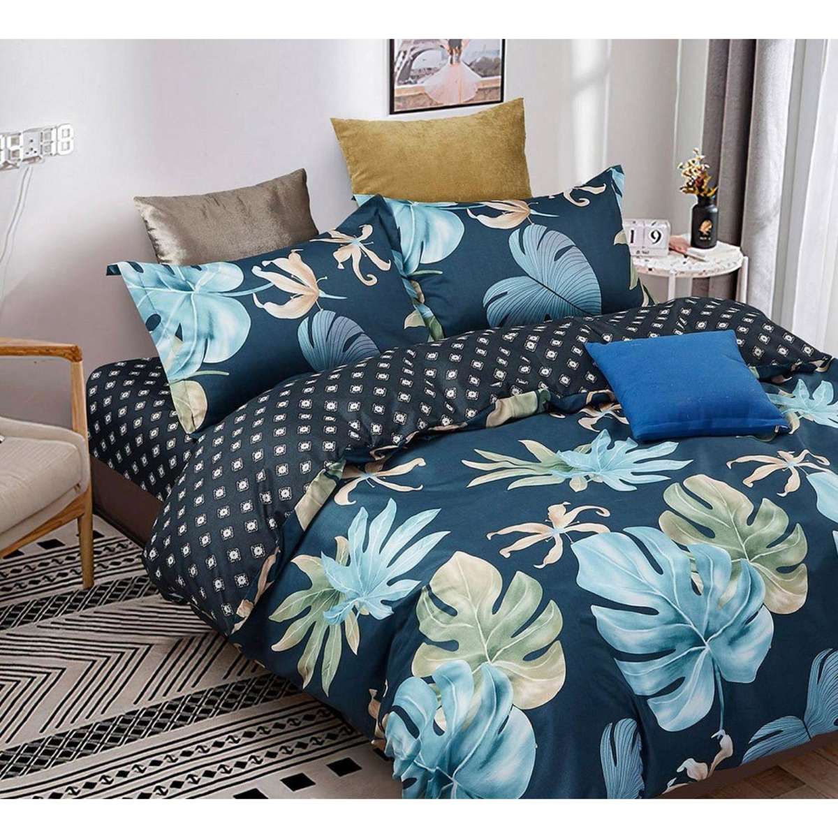 Fabric Fantastic Leaves Super King Size Quilt/Doona/Duvet Cover Set