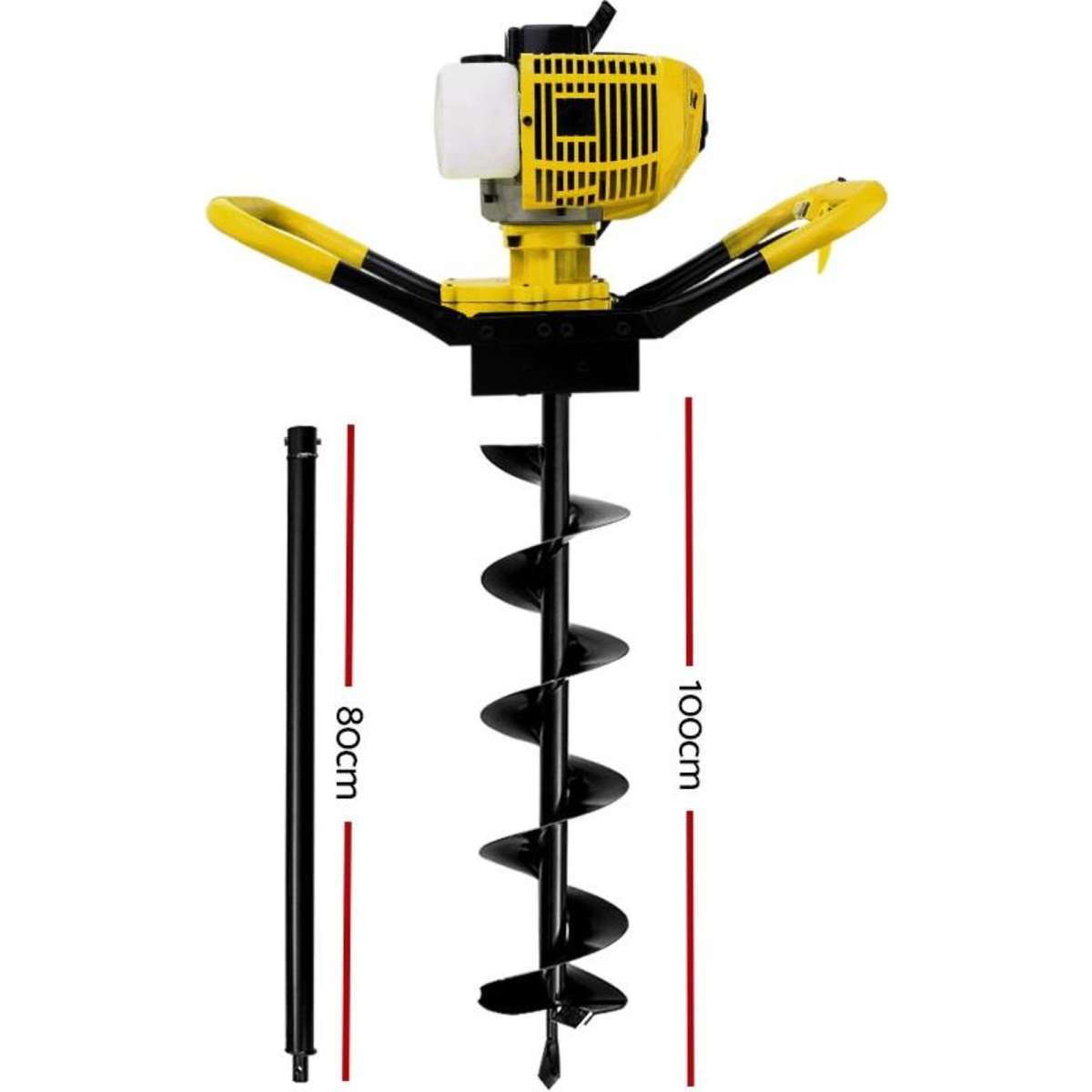 Giantz 80CC Post Hole Digger 200mm Petrol Drill Auger Extension Bits