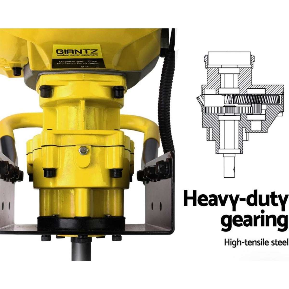 Giantz 80CC Post Hole Digger 200mm Petrol Drill Auger Extension Bits