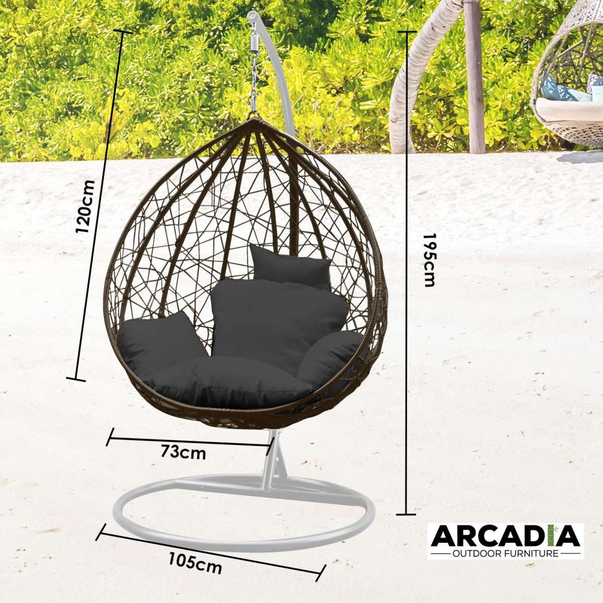 Arcadia Furniture Rocking Egg Chair Outdoor Rattan Oatmeal Grey