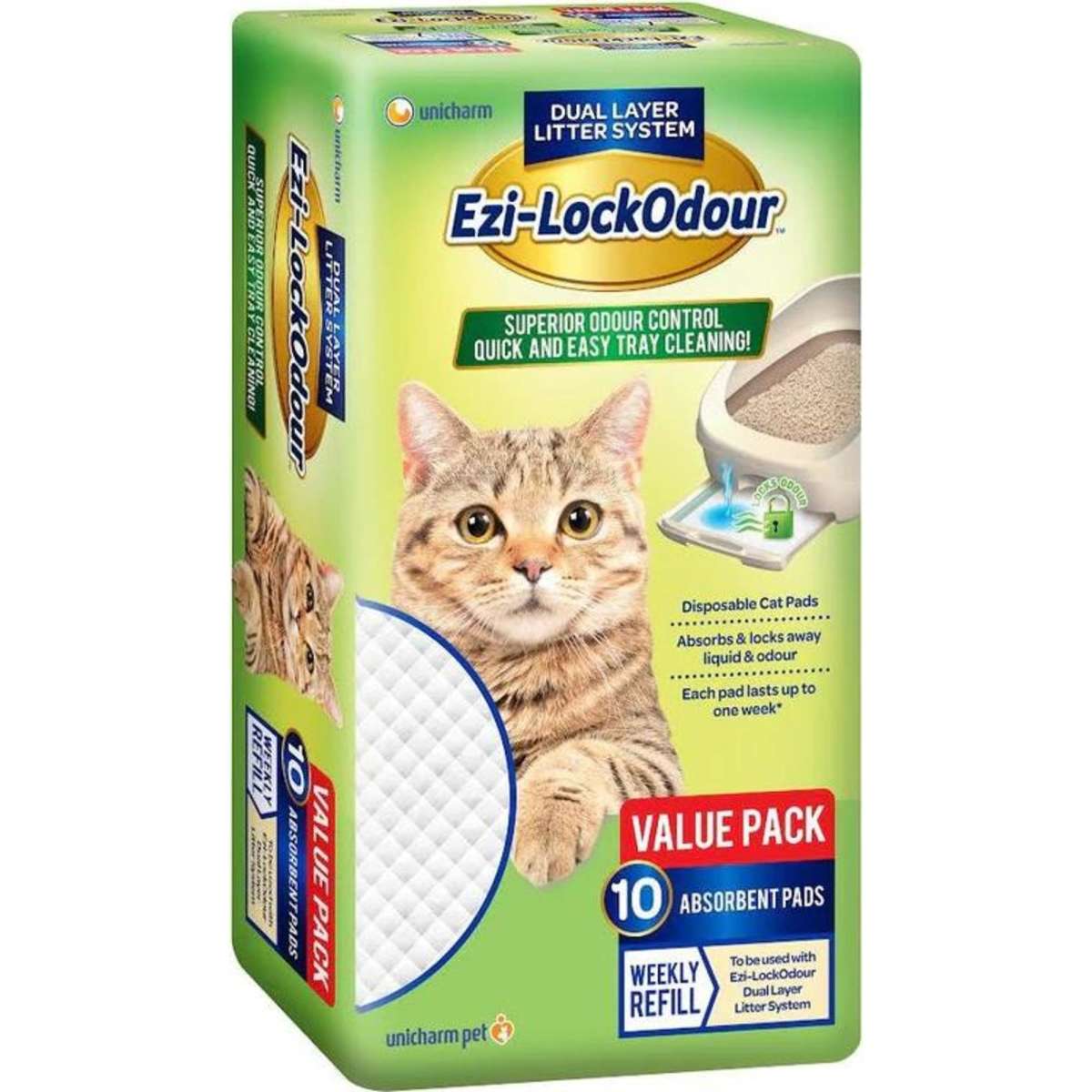 EziLockOdour Dual Layer Cat Litter System Absorbent Cat Pads 10pk Woolworths