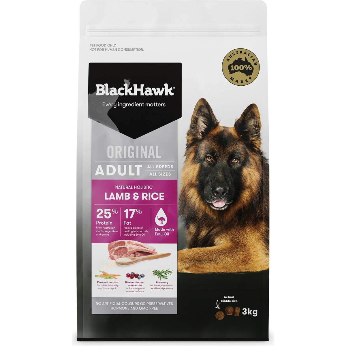 Black Hawk Original Adult Lamb and Rice Dry Dog Food 3kg | Woolworths