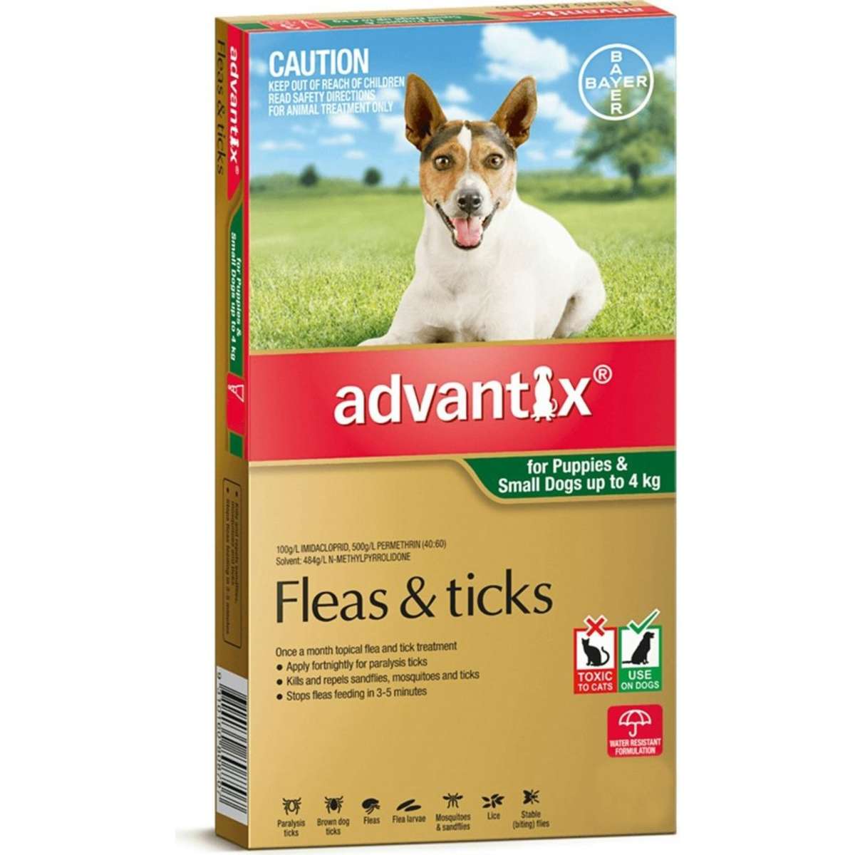 Advantix For Small Dogs & Pups Up To 4Kg (Green) 6 Pack | Woolworths