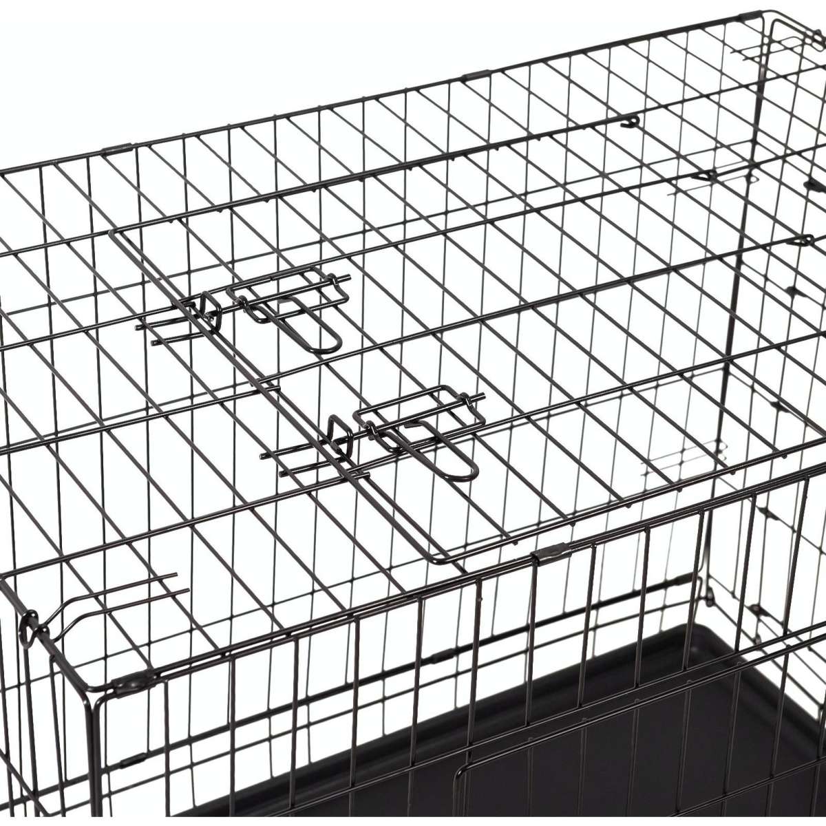 4Paws Dog Cage Pet Crate ABS Tray Foldable 30" Black Woolworths