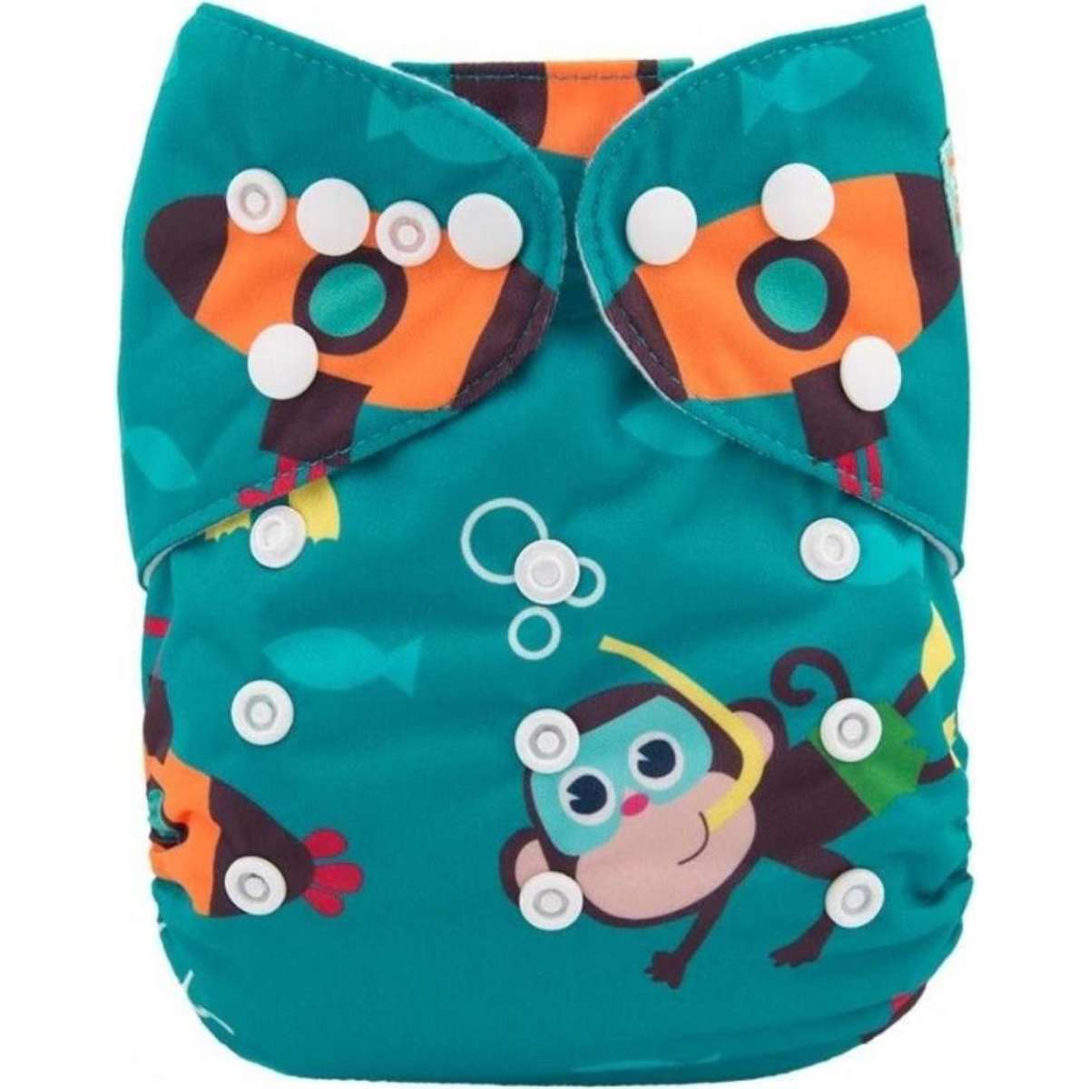 Alva Baby Snorkling Monkeys Print Reusable Cloth Nappy Woolworths