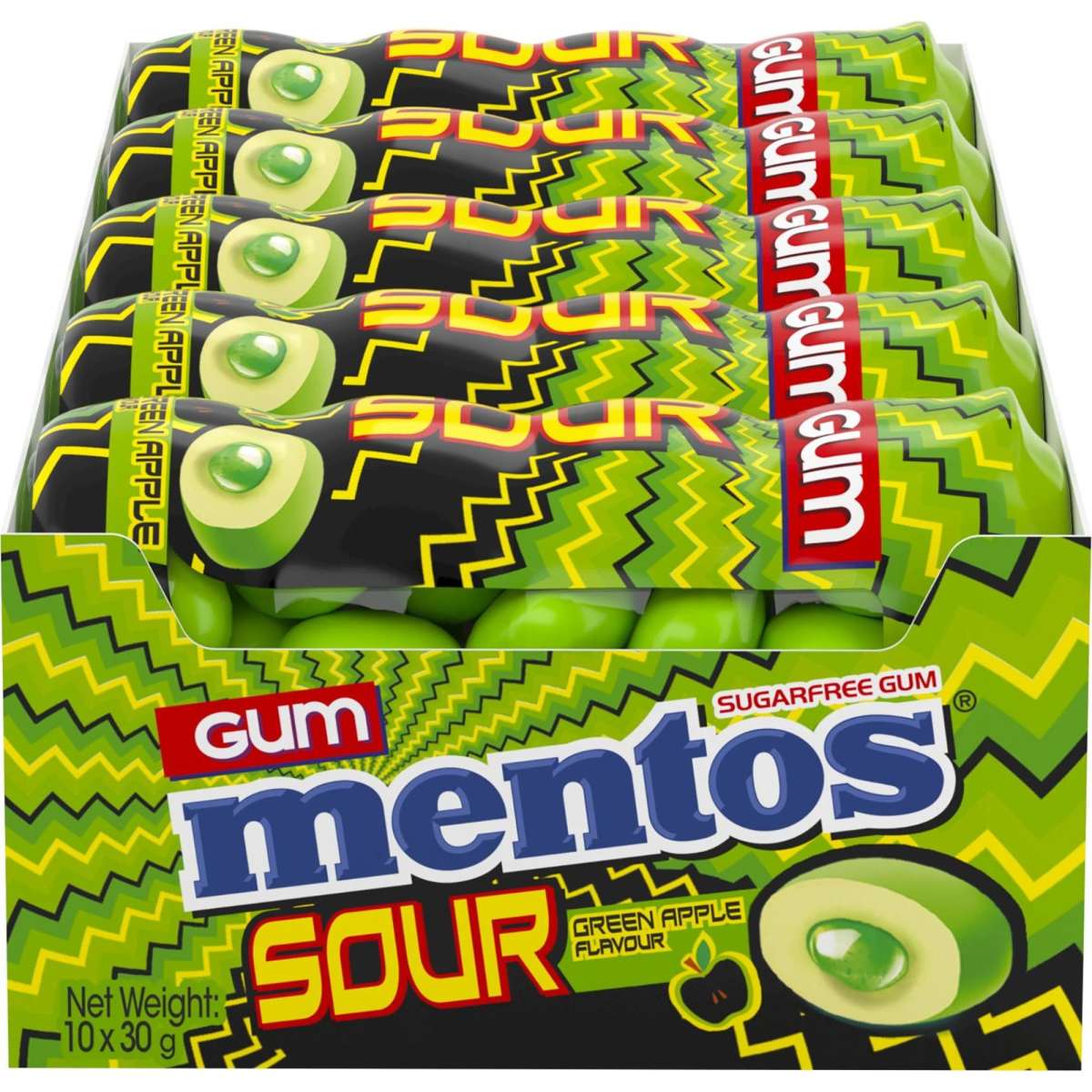 Mentos Pure Fresh Chewing Gum Sour Apple 30g Box Of 10 Woolworths 9045