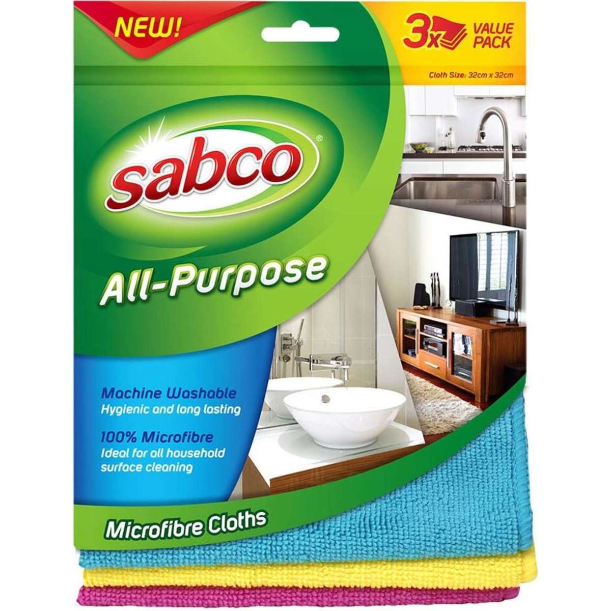 Sabco All Purpose Microfibre Cloths 32 x 32cm 12pc Woolworths