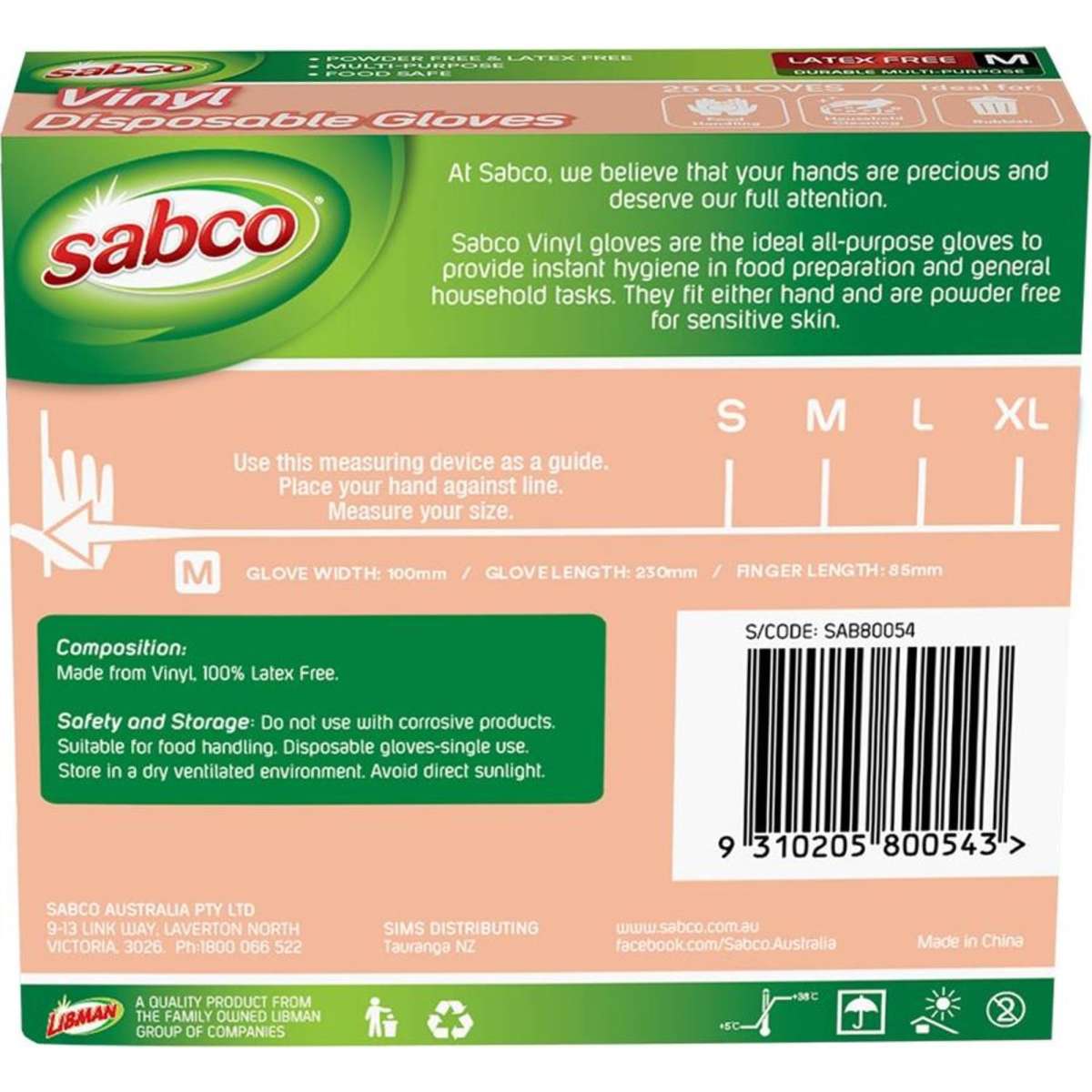 Sabco Vinyl Disposable Gloves Medium 75pc Woolworths