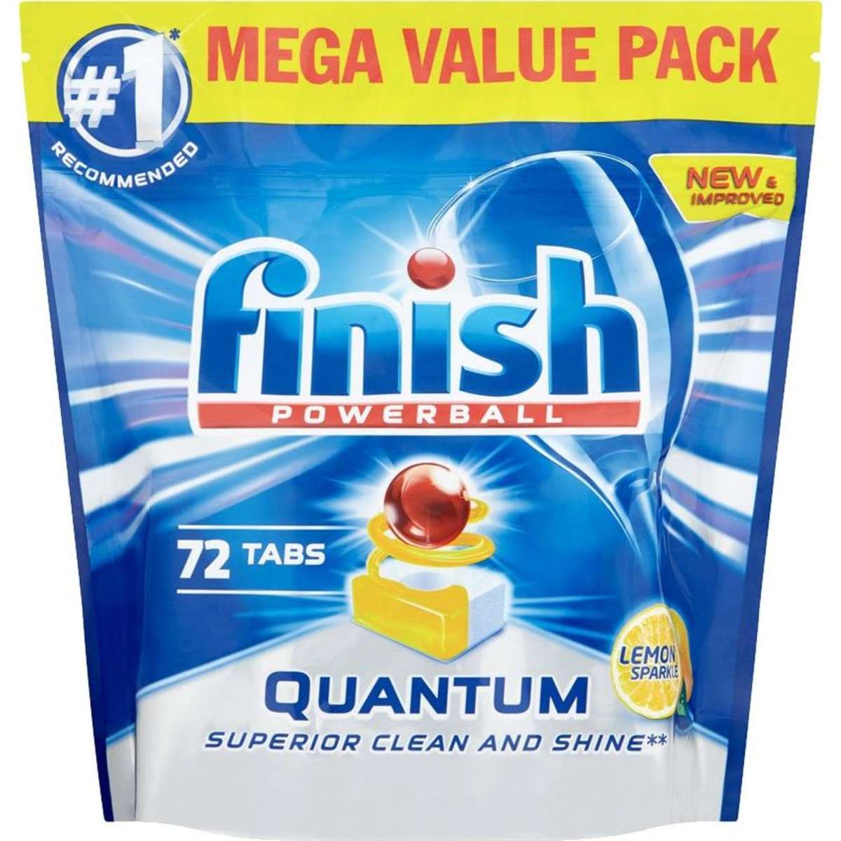 Finish Powerbal Quantum Dishwashing Tablet Pods Lemon Sparkle 4 x 72pc