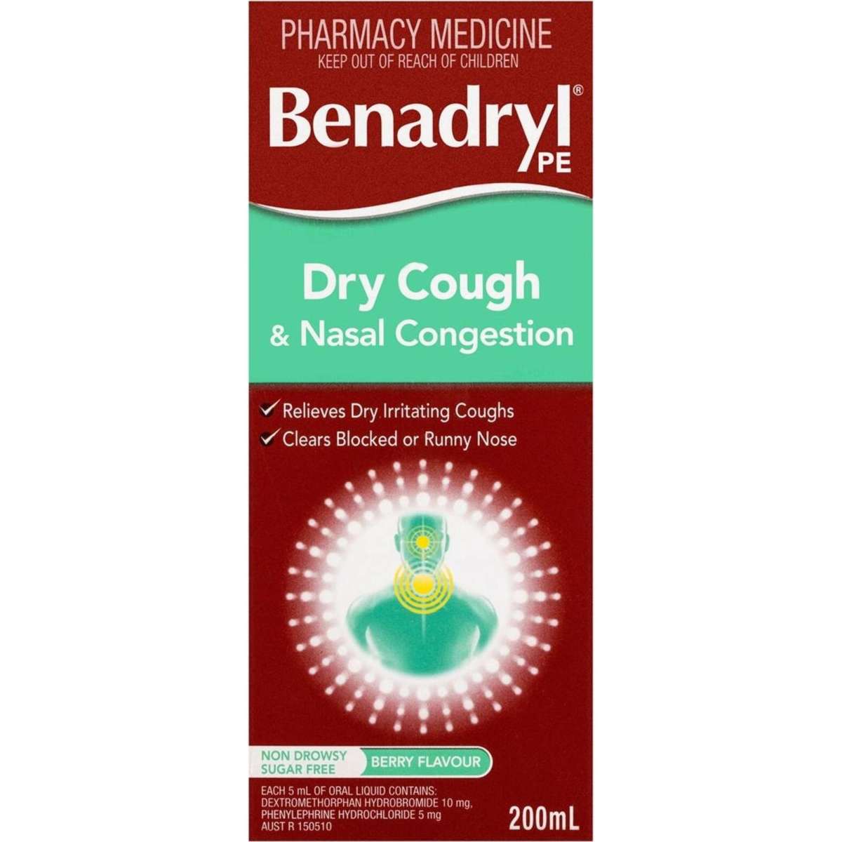 Benadryl Dry Cough & Nasal Congestion Liquid 200ml | Woolworths