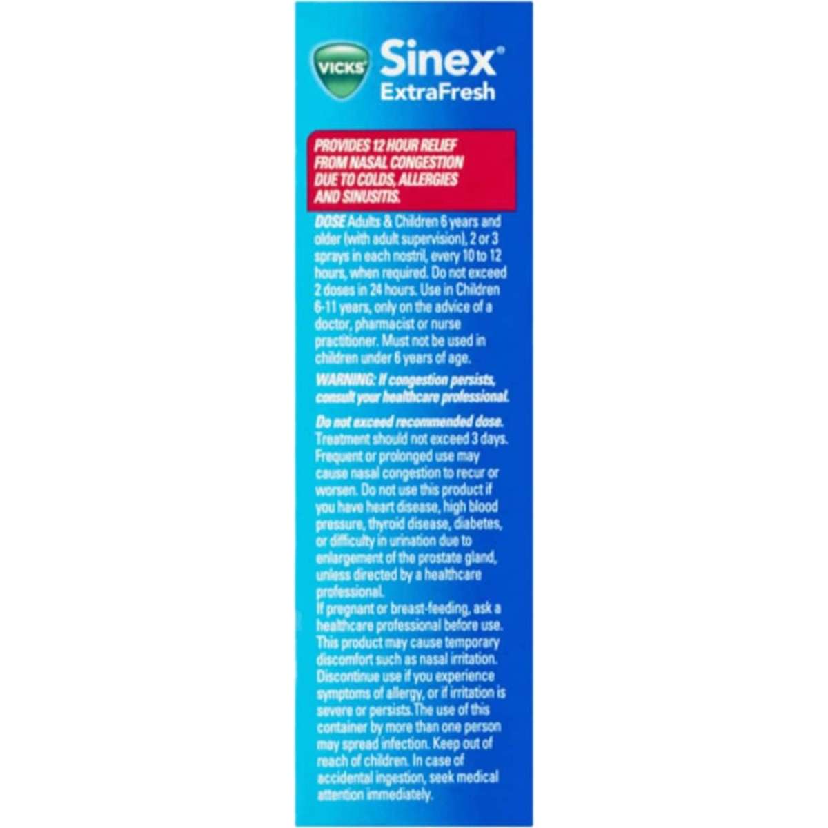 Vicks Sinex Nasal Decongestant ExtraFresh 15ml Woolworths