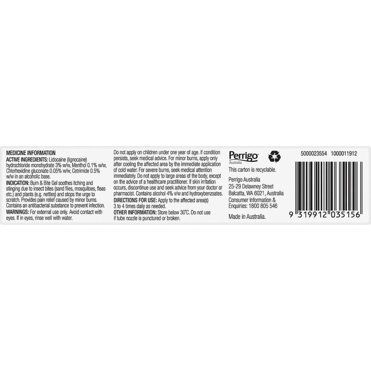 Burn & Bite Pain Relief Gel 30g Woolworths