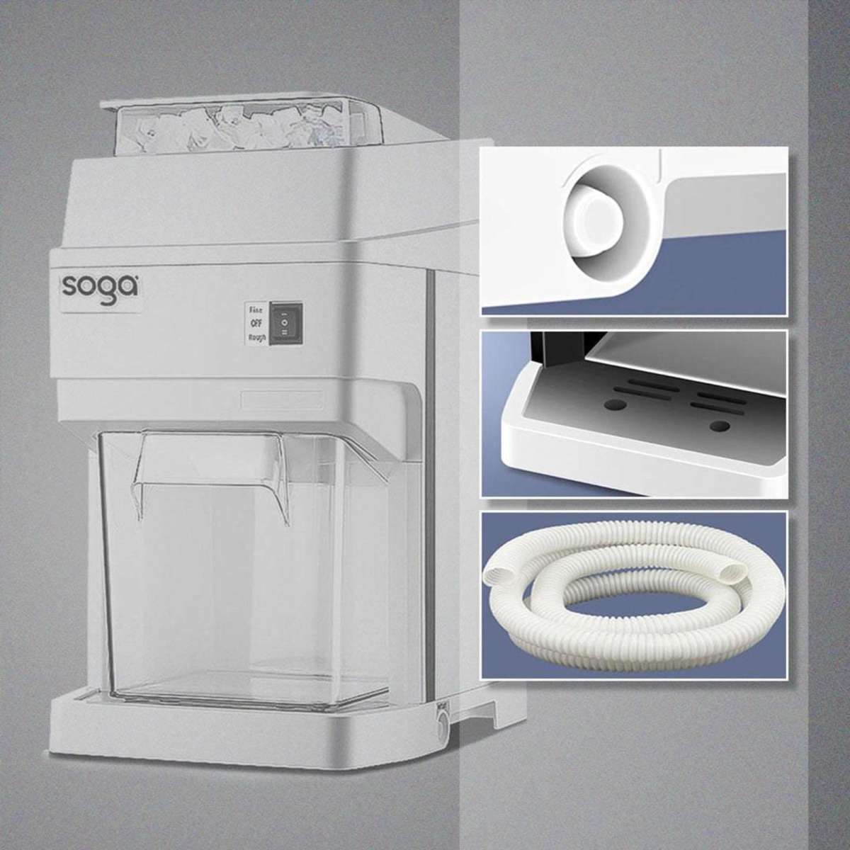 SOGA 300 Watts Electric Ice Shaver Crusher Slicer Snow Cone Maker