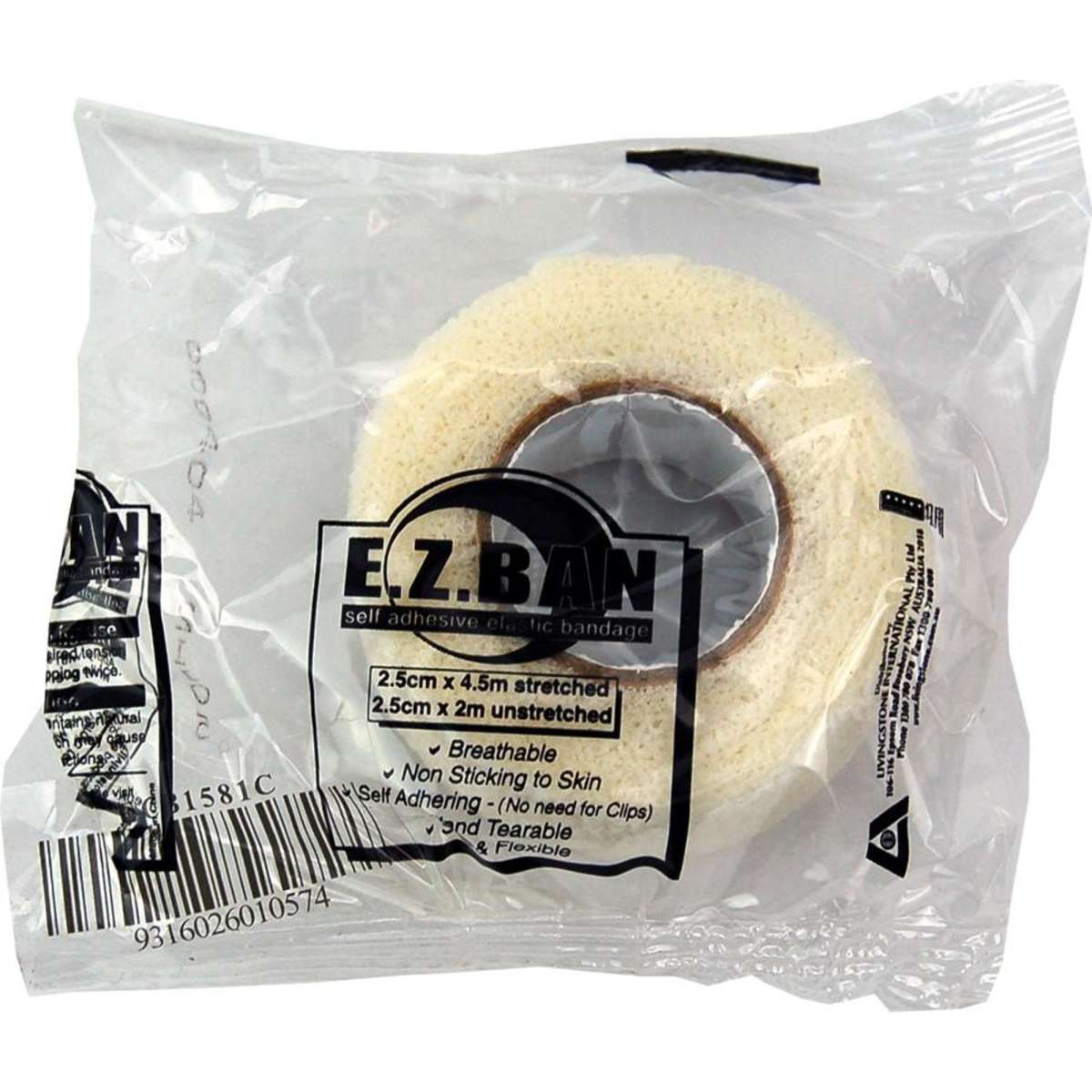 E.Z. Ban Wrap Elastic Bandage 2.5cm x 2m White Each x21 Woolworths