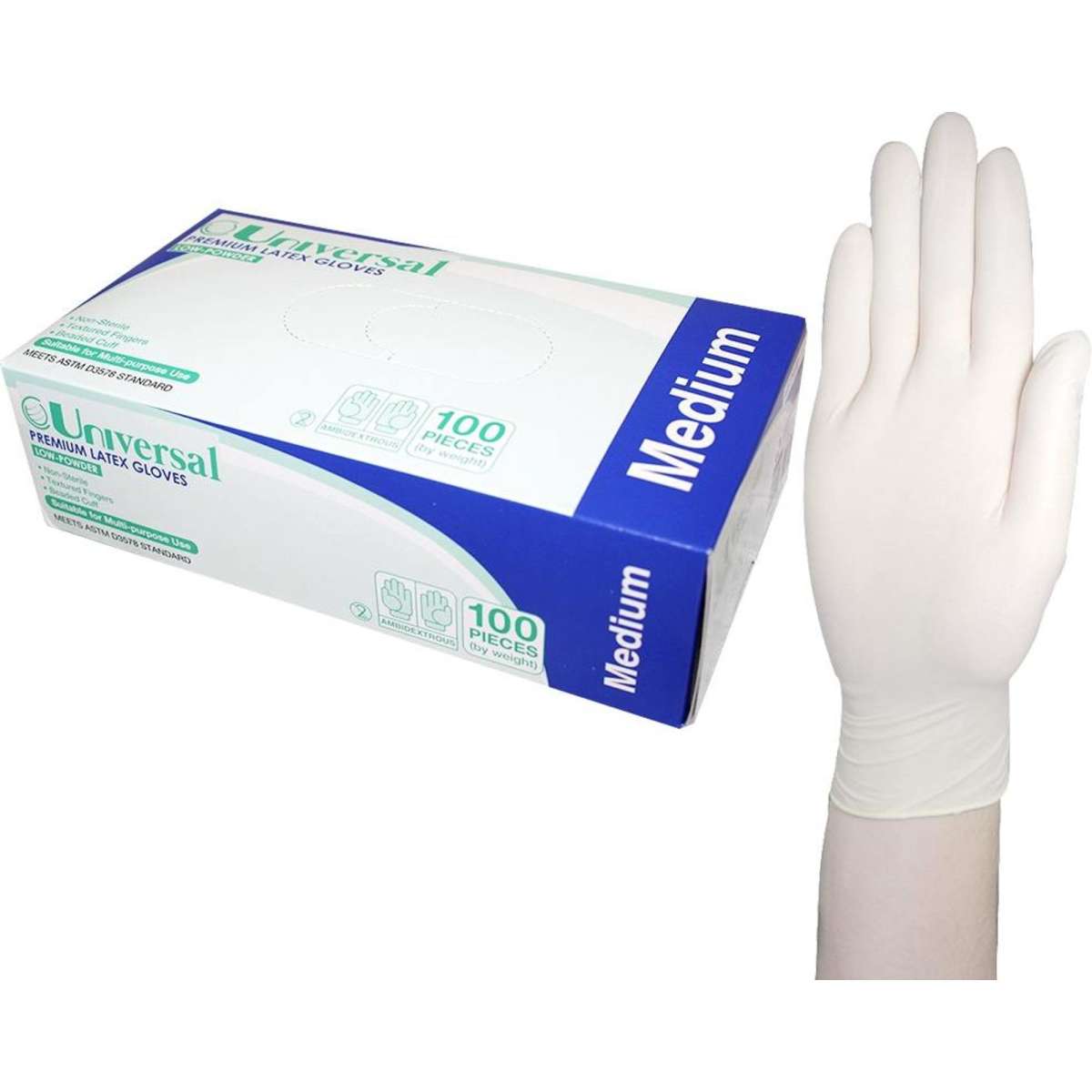 Universal Latex Gloves Low Powder Medium Cream 100 Box x50 Woolworths