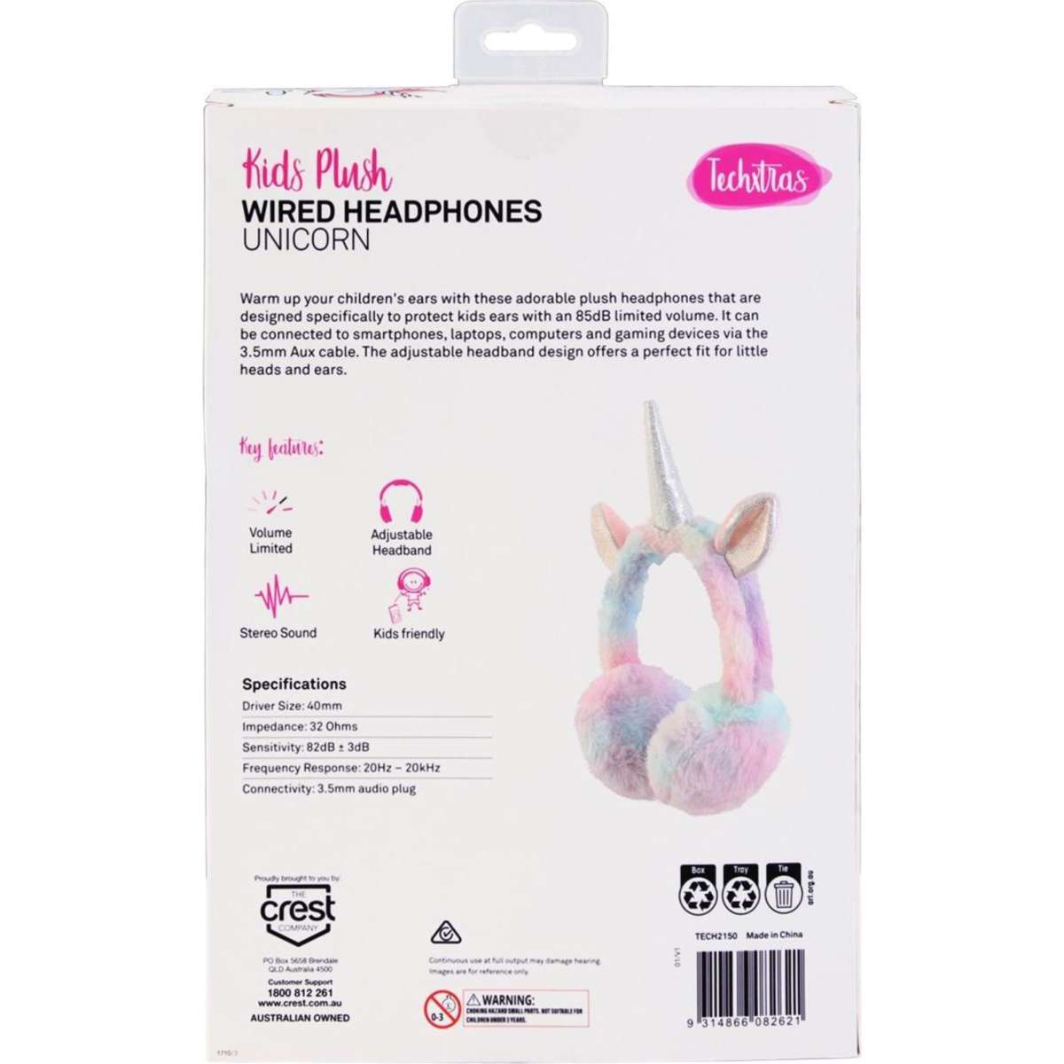 Techxtras VolumeLimited Wired Headphone Unicorn Woolworths