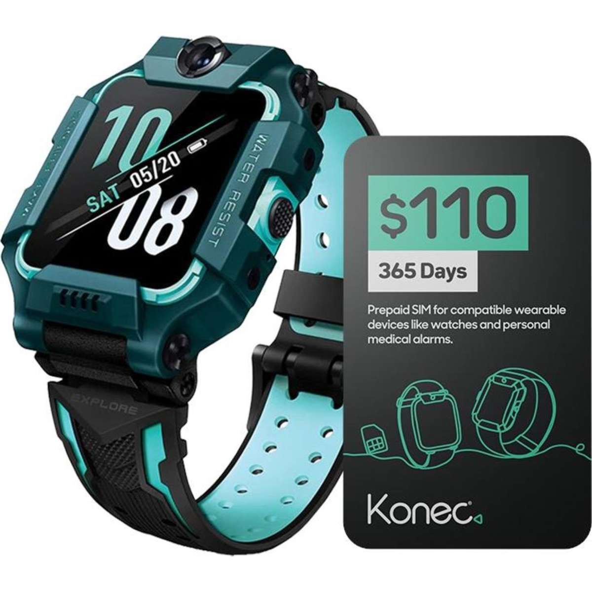 imoo Z6 Green Kids Smart Watch, Konec Mobile 12 month bundle Woolworths