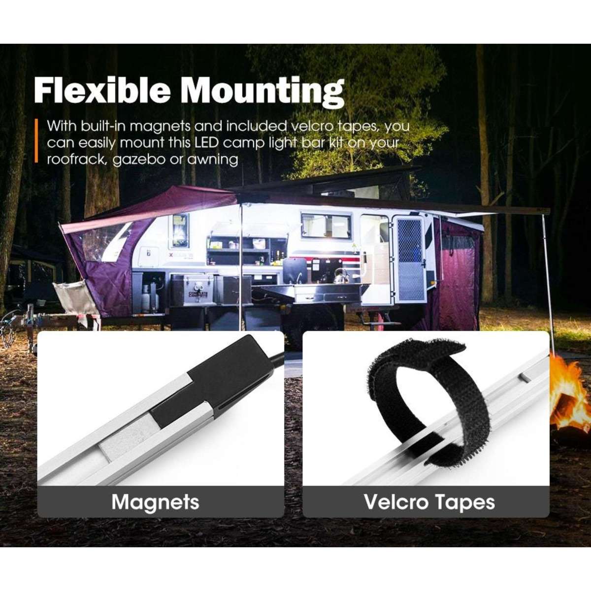 Lightfox 6PCS 12V LED Strip Light Bar Waterproof Amber White Woolworths