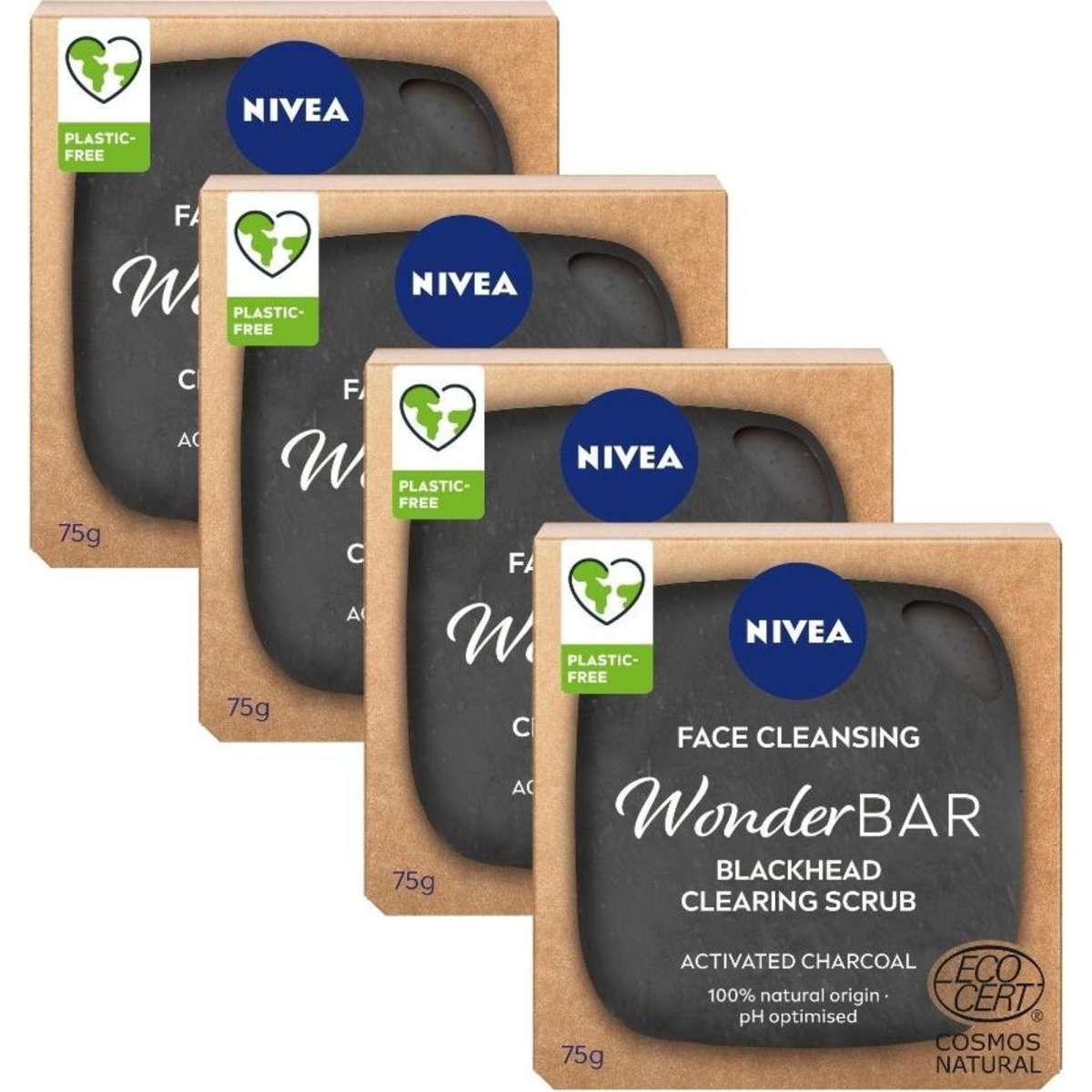 Nivea Face Cleansing WonderBar Blackhead Clearing Scrub 75g x 4