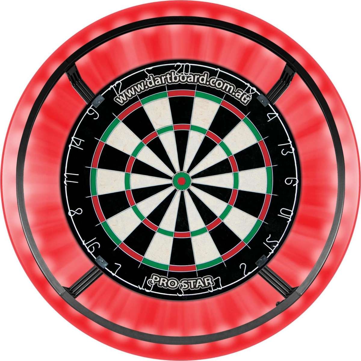 PRO STAR Pro Star Genuine Bristle Dart Board + RED Dartboard Surround + Target Corona Light
