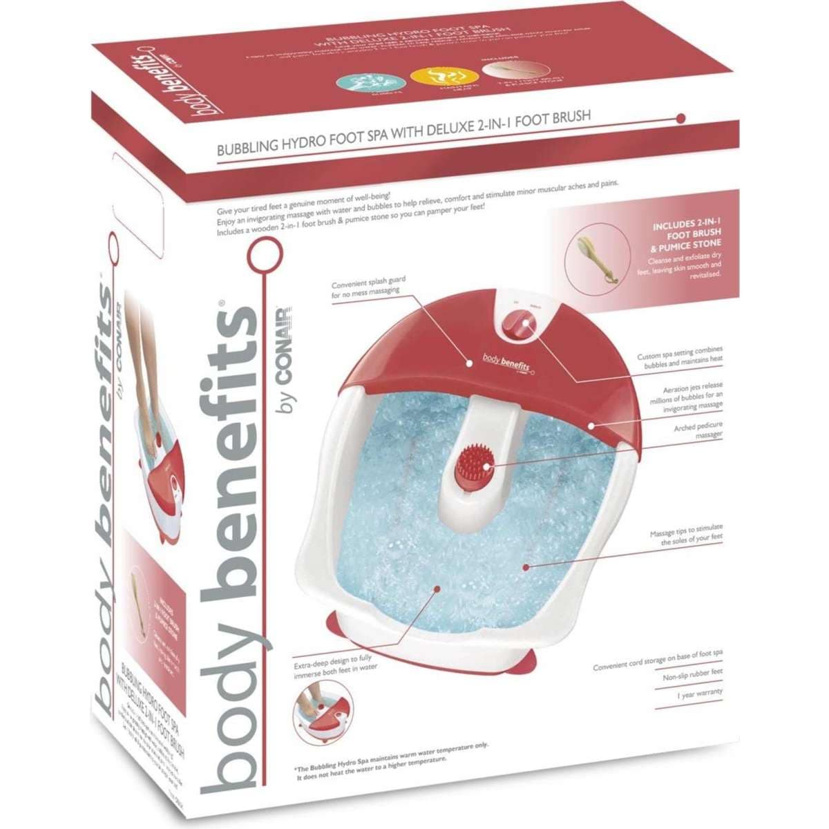 Conair Bubbling Hydro Spa with Deluxe 2in1 Foot Brush Woolworths