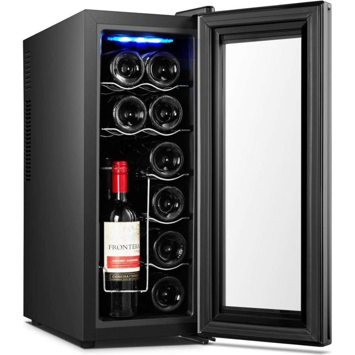 Lenoxx 12 Bottle Wine Cellar Fridge w/ Glass Door, Temperature Control