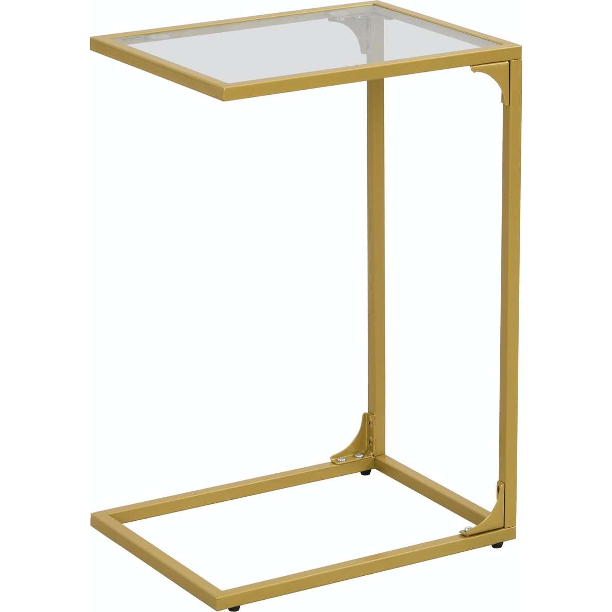 IHOMDEC Tempered Glass with Metal Frame CShaped End Side Table Set of