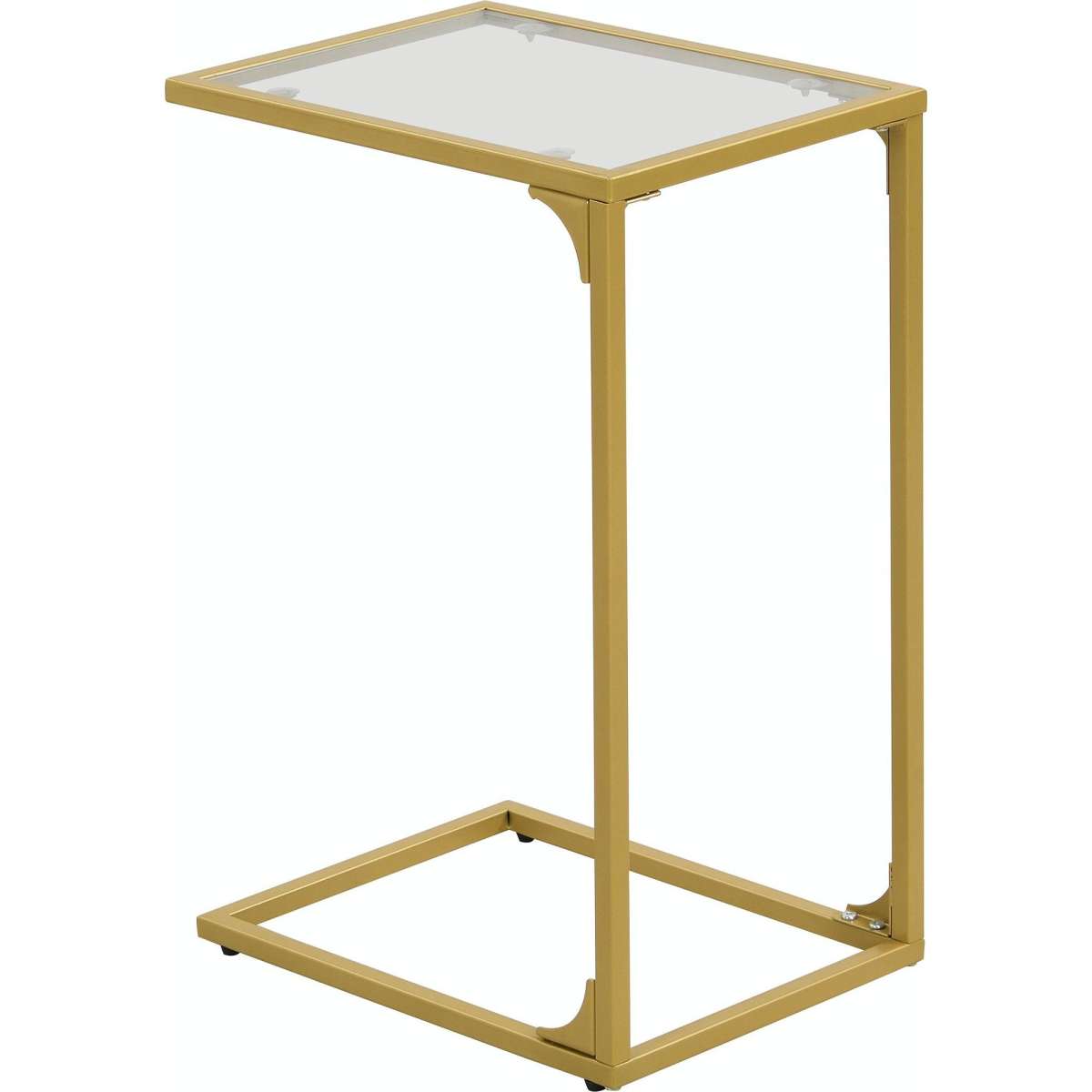 IHOMDEC Tempered Glass with Metal Frame CShaped End Side Table Set of