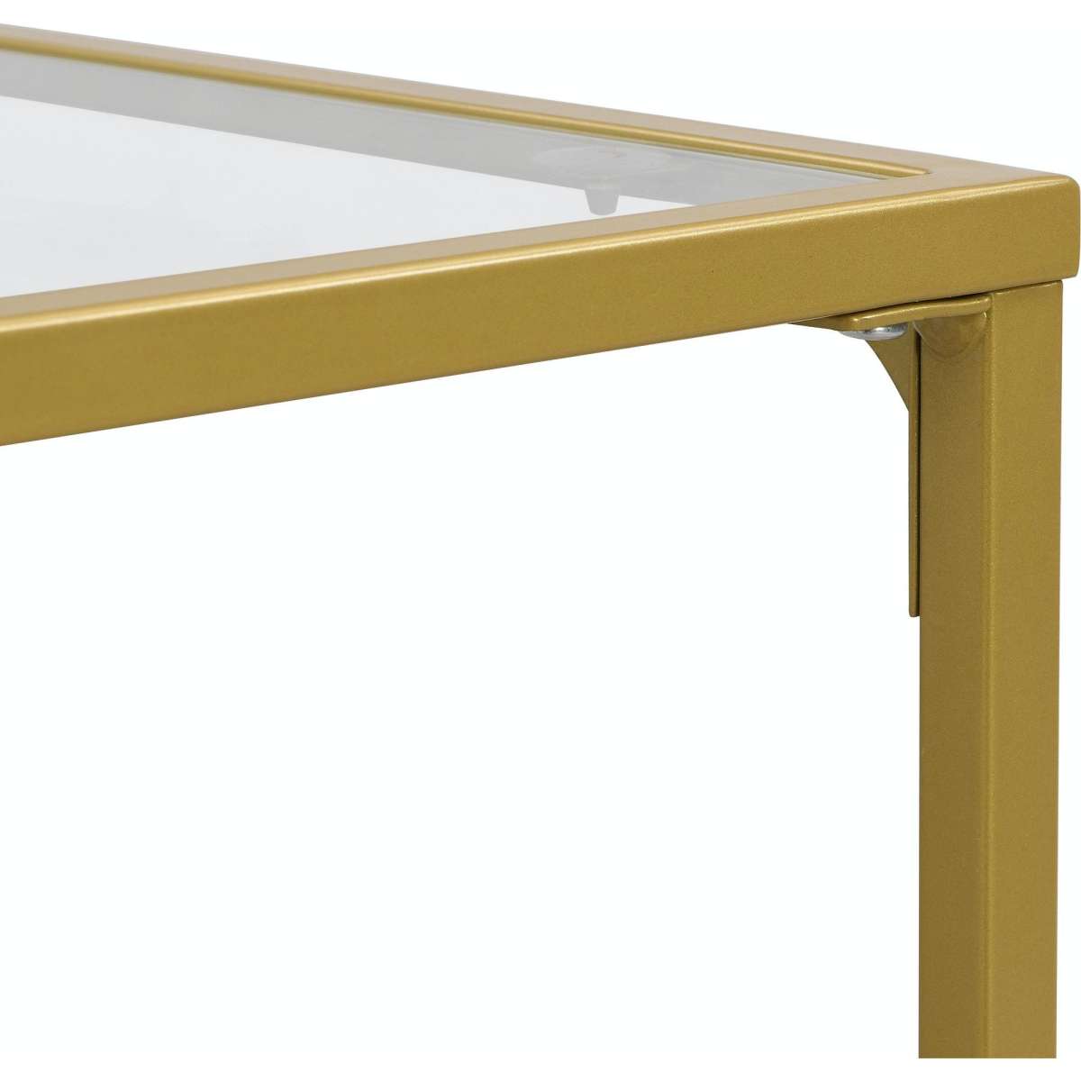 IHOMDEC Tempered Glass with Metal Frame CShaped End Side Table Set of