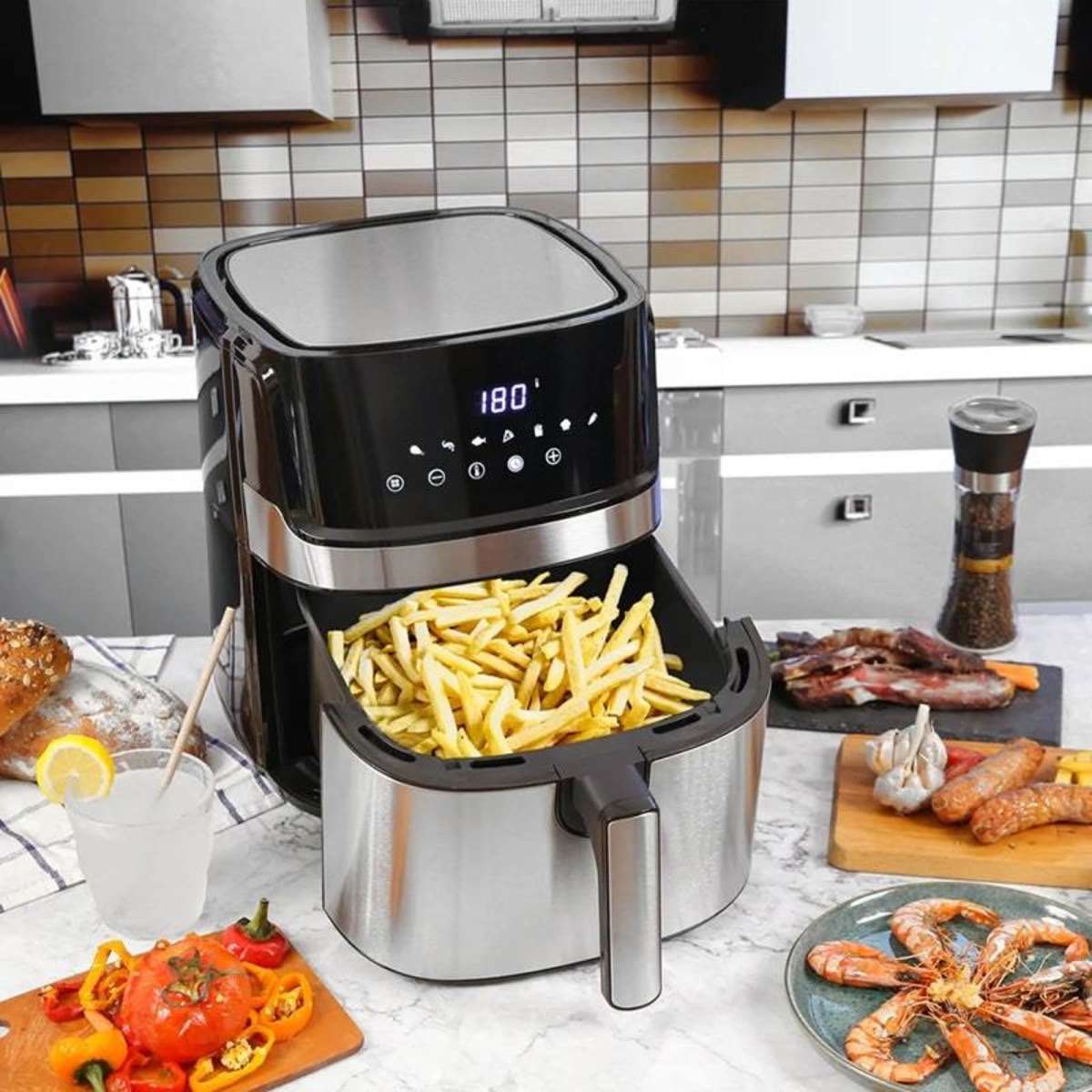Healthy Choice 7L 1700W Digital Stainless Steel Air Fryer Woolworths