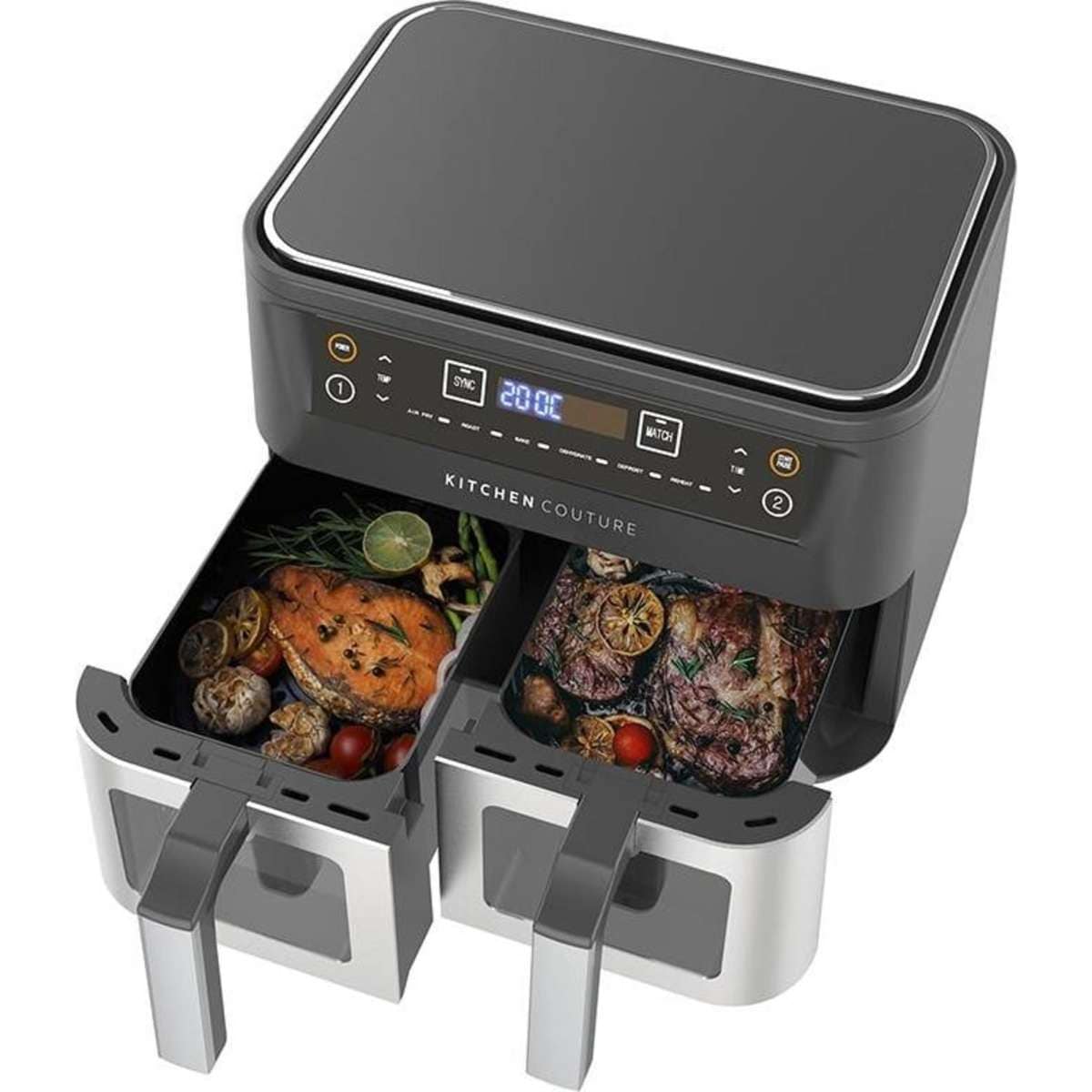Kitchen Couture Dual Draw 2400W 10L Stainless Steel Air Fryer Woolworths