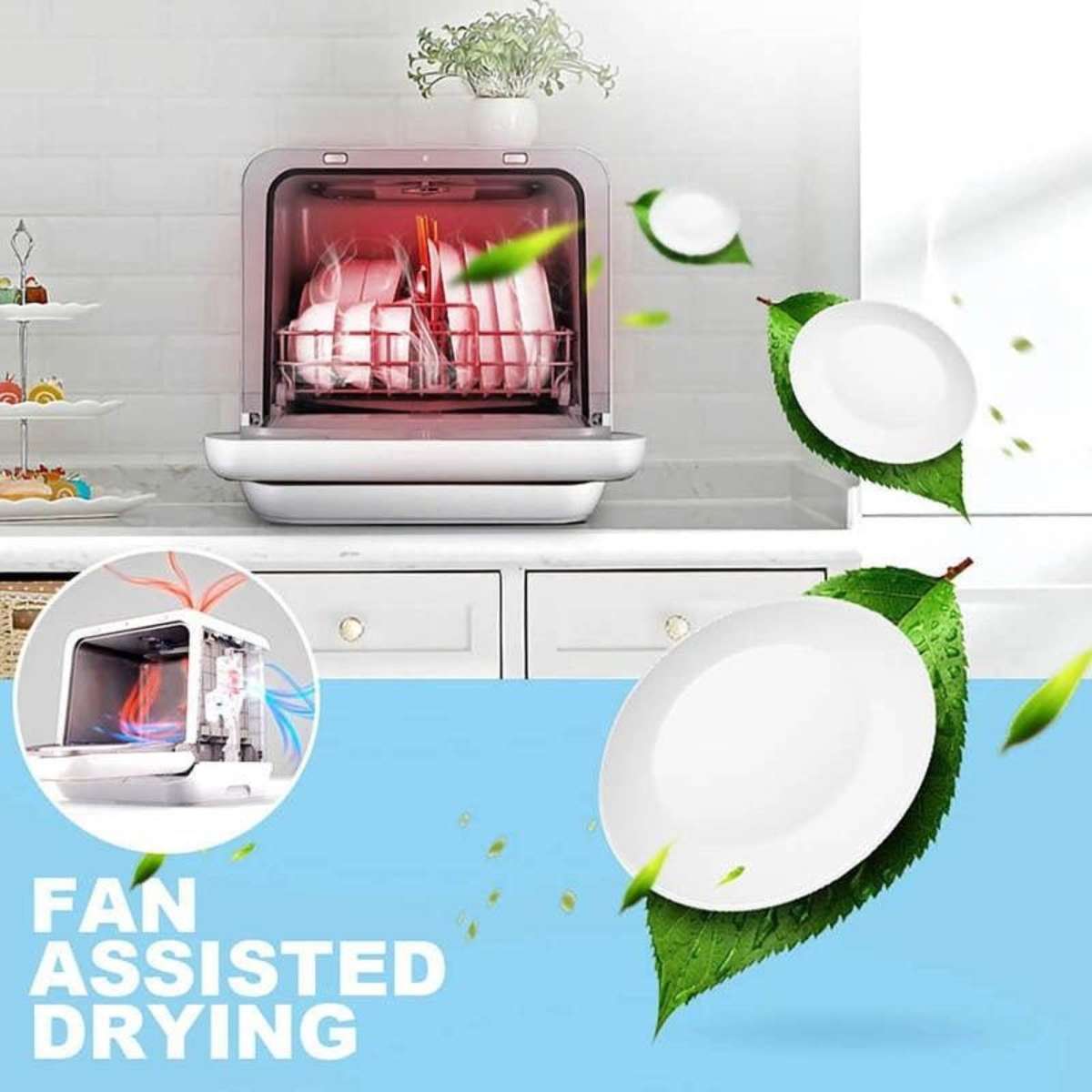 Midea Mini Second Generation Benchtop Portable Dishwasher (Champagne