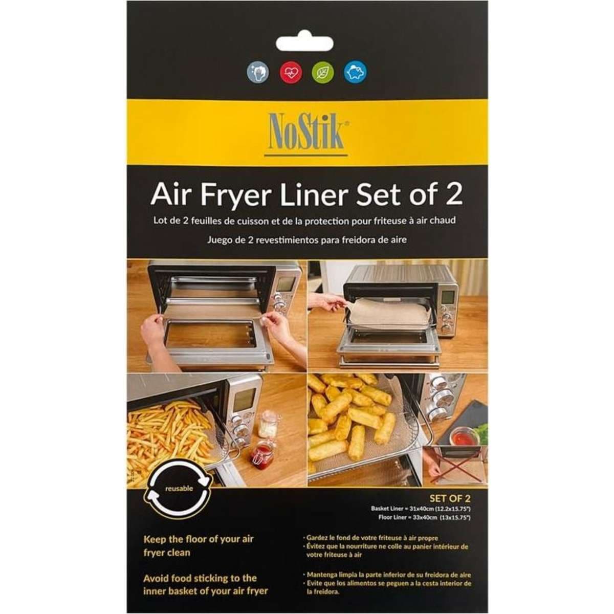 NoStik Crisp It Rectangular Air Fryer Liner Set of 2 Woolworths