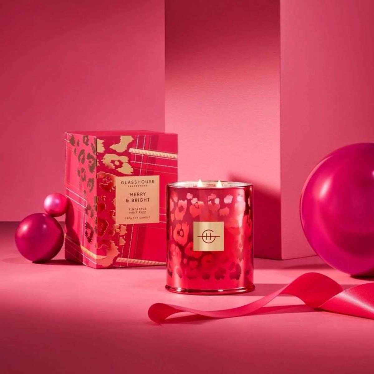 Glasshouse 380g Merry & Bright Pineapple Mint Fizz Triple Scented Candle Woolworths