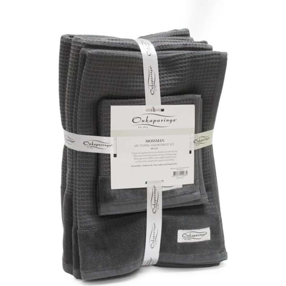 Onkaparinga Mossman Quick Dry 6 Piece Towel Pack Charcoal Woolworths