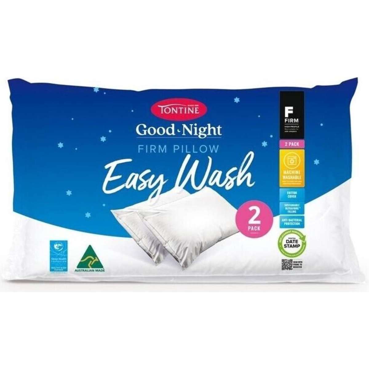 Tontine Good Night Easy Wash Pillow Twin Pack Woolworths