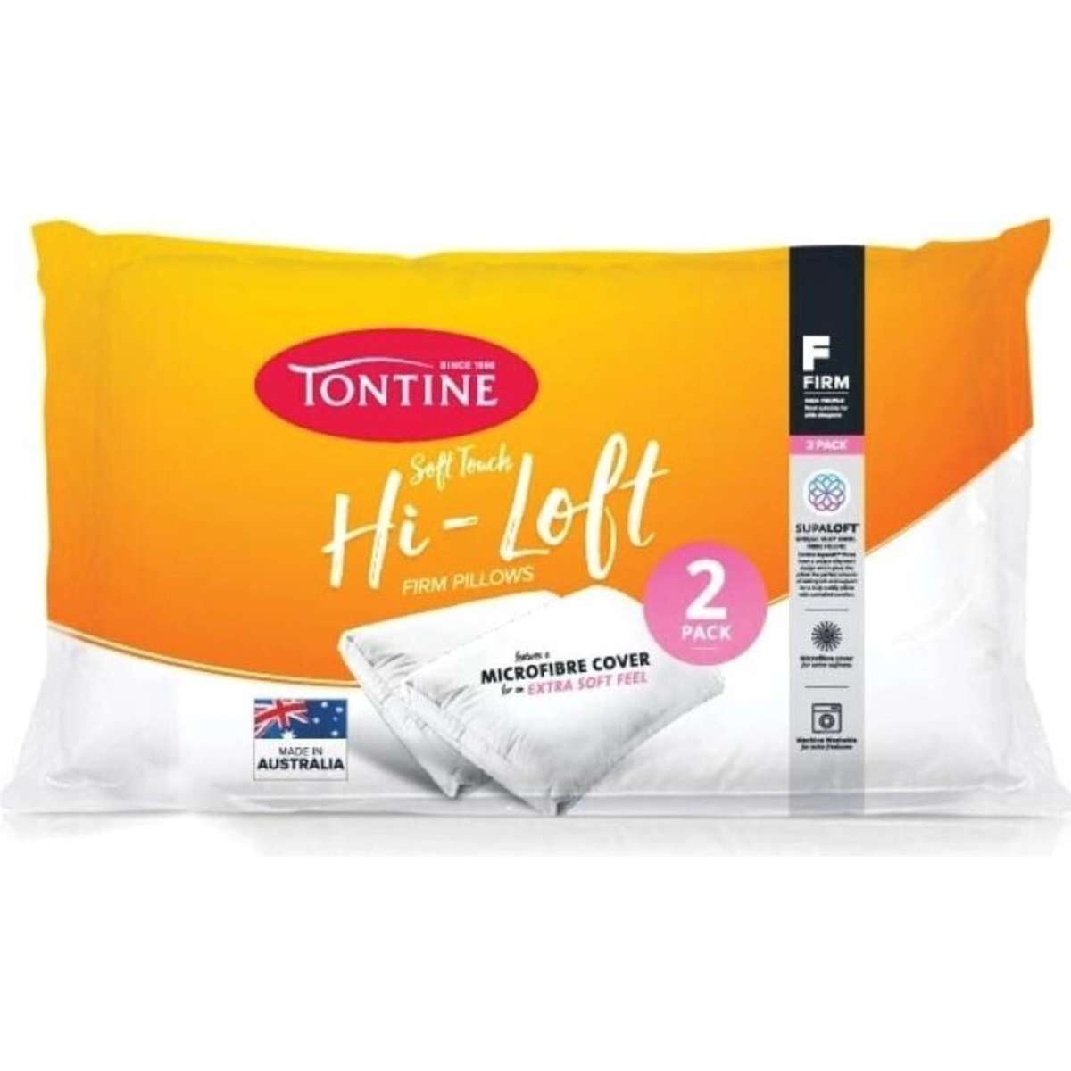 Tontine HiLoft Australian Made Firm Pillows Twin Pack Woolworths