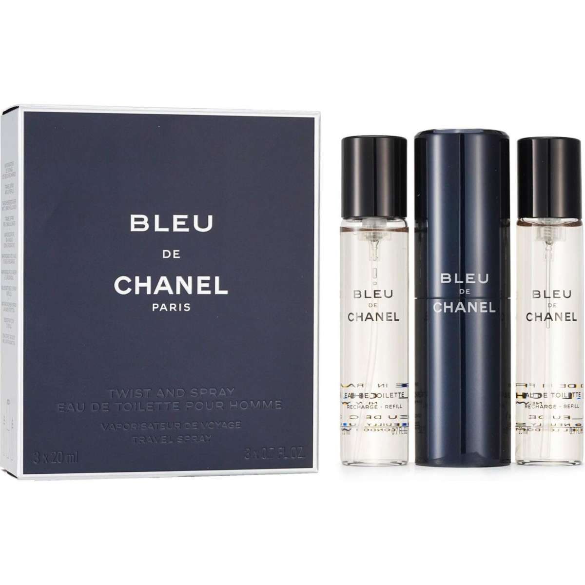 Chanel Bleu De Chanel Eau De Toilette Travel Spray & Two Refills 3x20ml ...