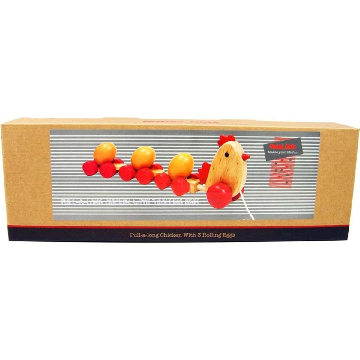 Kaper Kidz Pull Along Chicken w/ 3 Eggs Wooden Toy Kids 18m+ 37cm