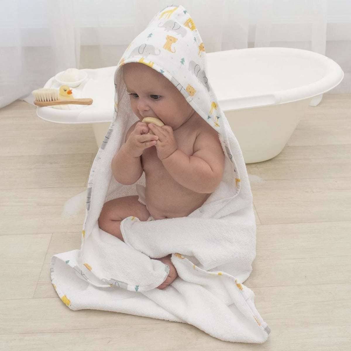 Living Textiles Muslin Hooded Towel Animal Parade Woolworths