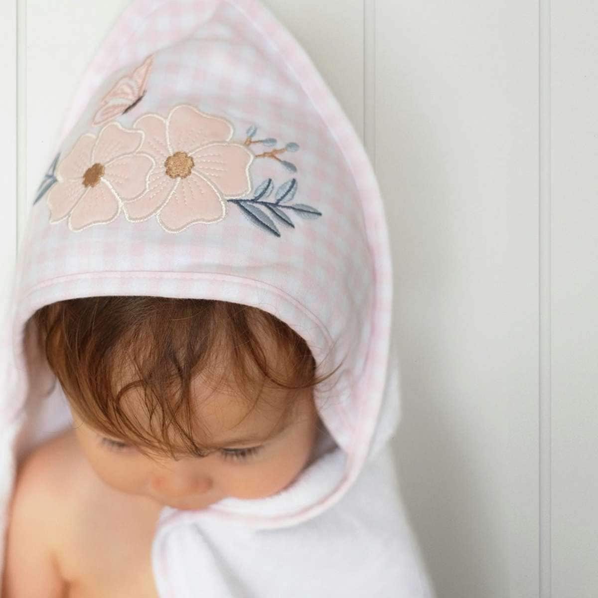 Living Textiles Hooded Baby Infant Towel Butterfly Garden Woolworths