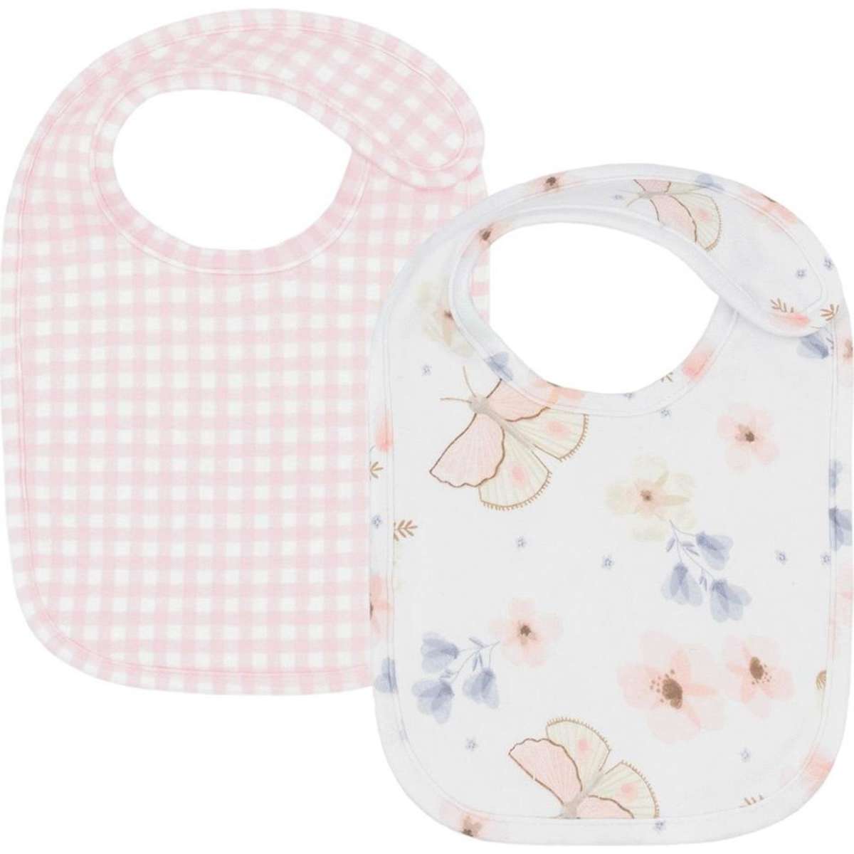 Living Textiles Baby/Newborn Bibs Butterfly/Blush Gingham 2pc Woolworths