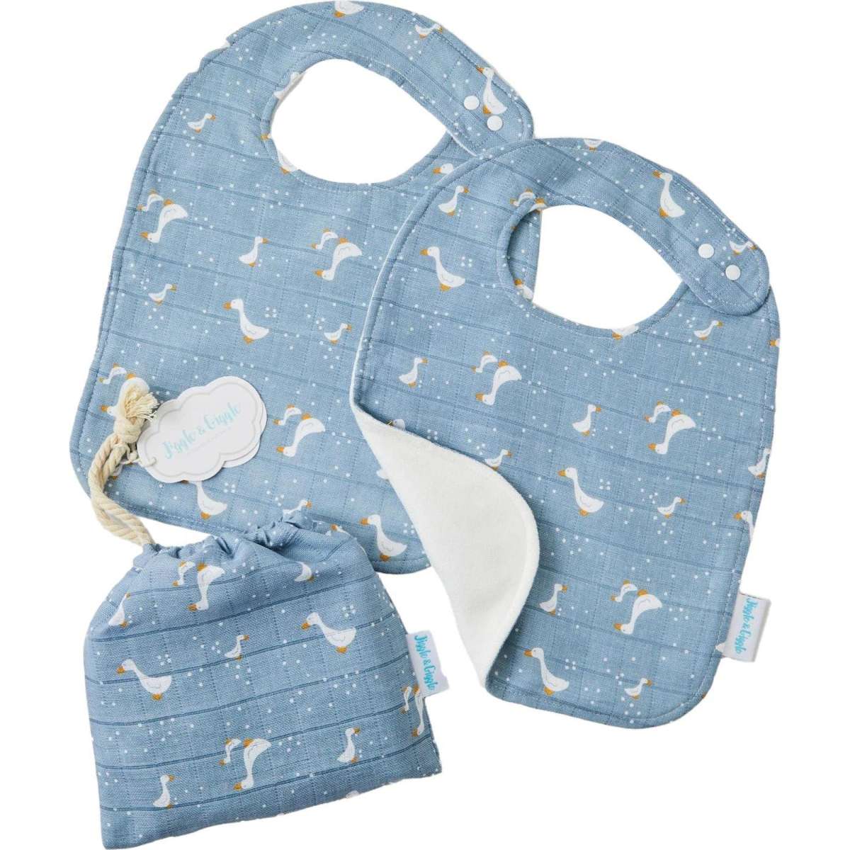 Jiggle & Giggle Baby Blue Goose Cotton Muslin Bib w/ Bag 2pc 31cm ...